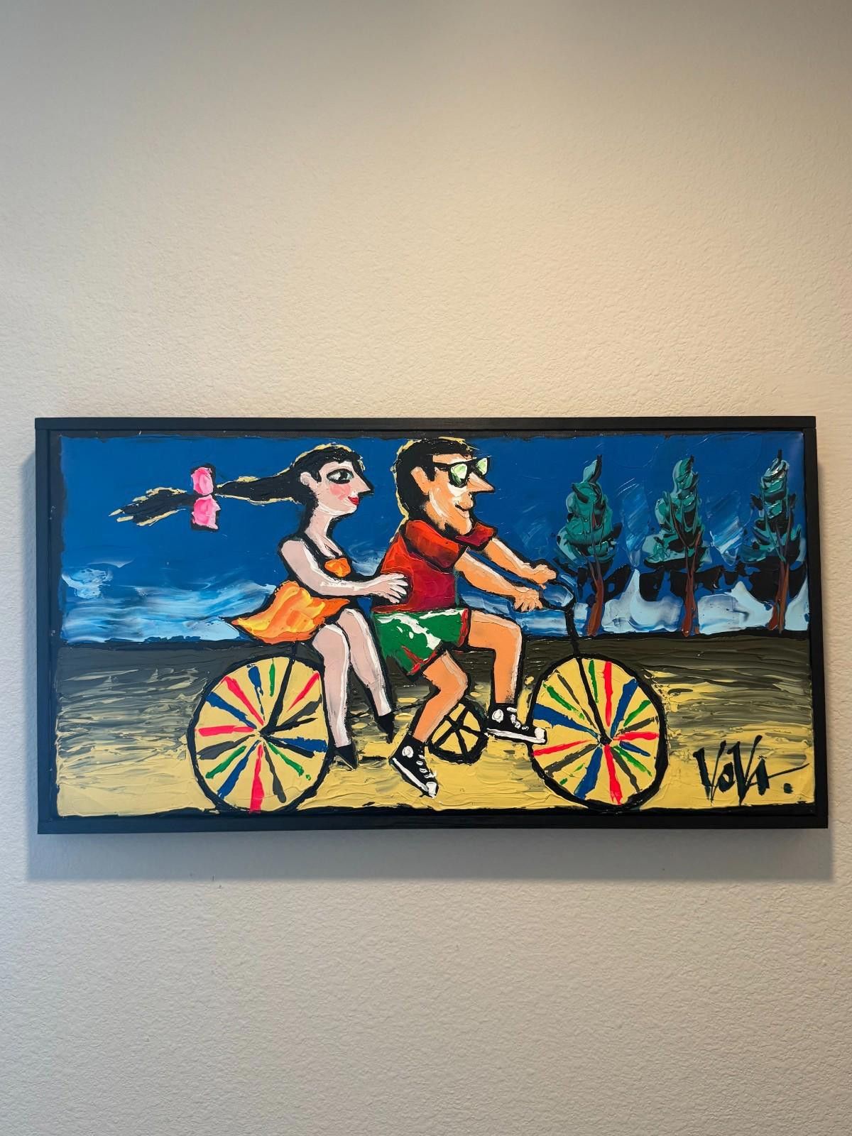 Other Original Vova Vladimir Mingar Acrylic Painting Bicycle Coupl Size ONE SIZE - 3 Thumbnail