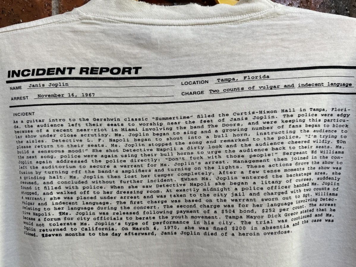 Band Tees Thrashed Vintage Janis Joplin Incident Report Grunge Tee Size US L / EU 52-54 / 3 - 2 Thumbnail