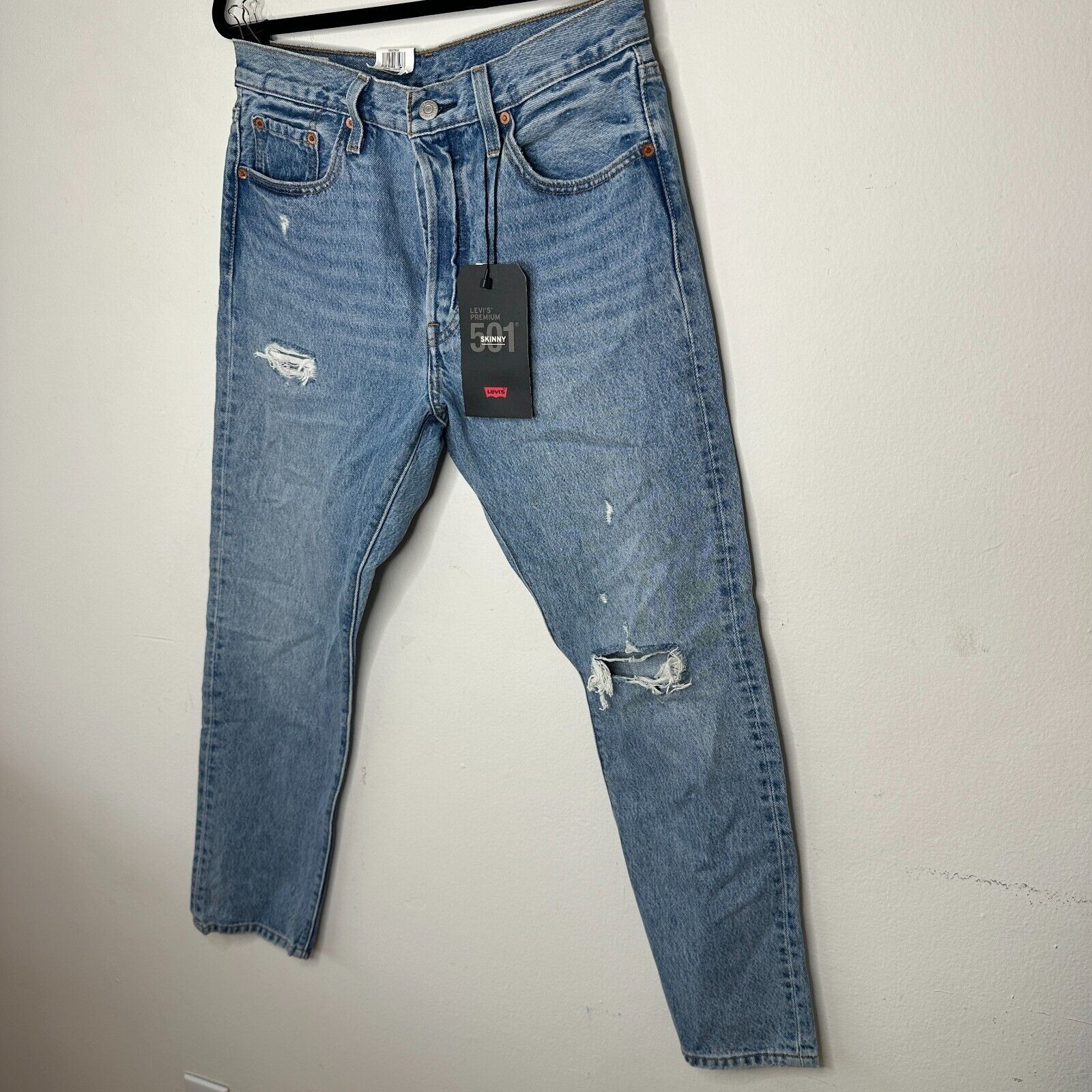 Lee NWT Lee 501 Skinny Non Stretch Distressed Button Jean 29 Size 29" - 2 Thumbnail