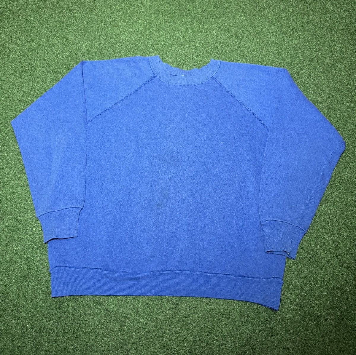 Tultex Vintage Raglan Blue Sm Crewneck 80s Blank 21.5x24 Sweatshirt Size US S / EU 44-46 / 1 - 1 Thumbnail