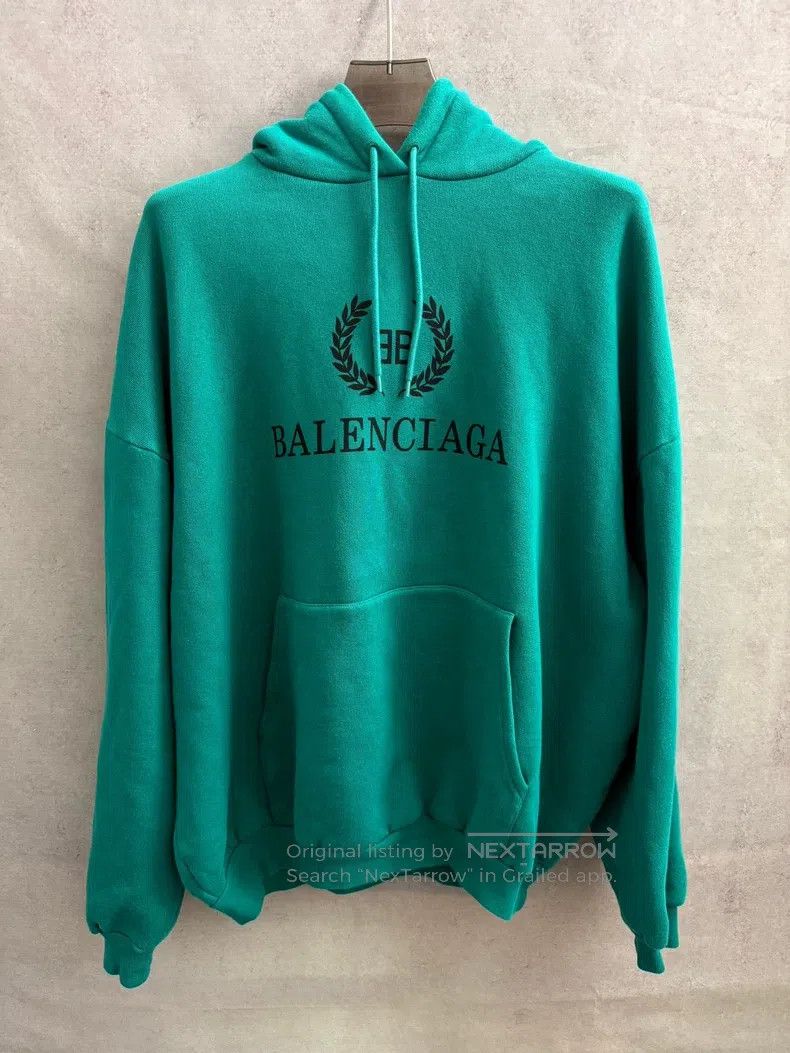Balenciaga Lake Green Wheat Logo Hoodie