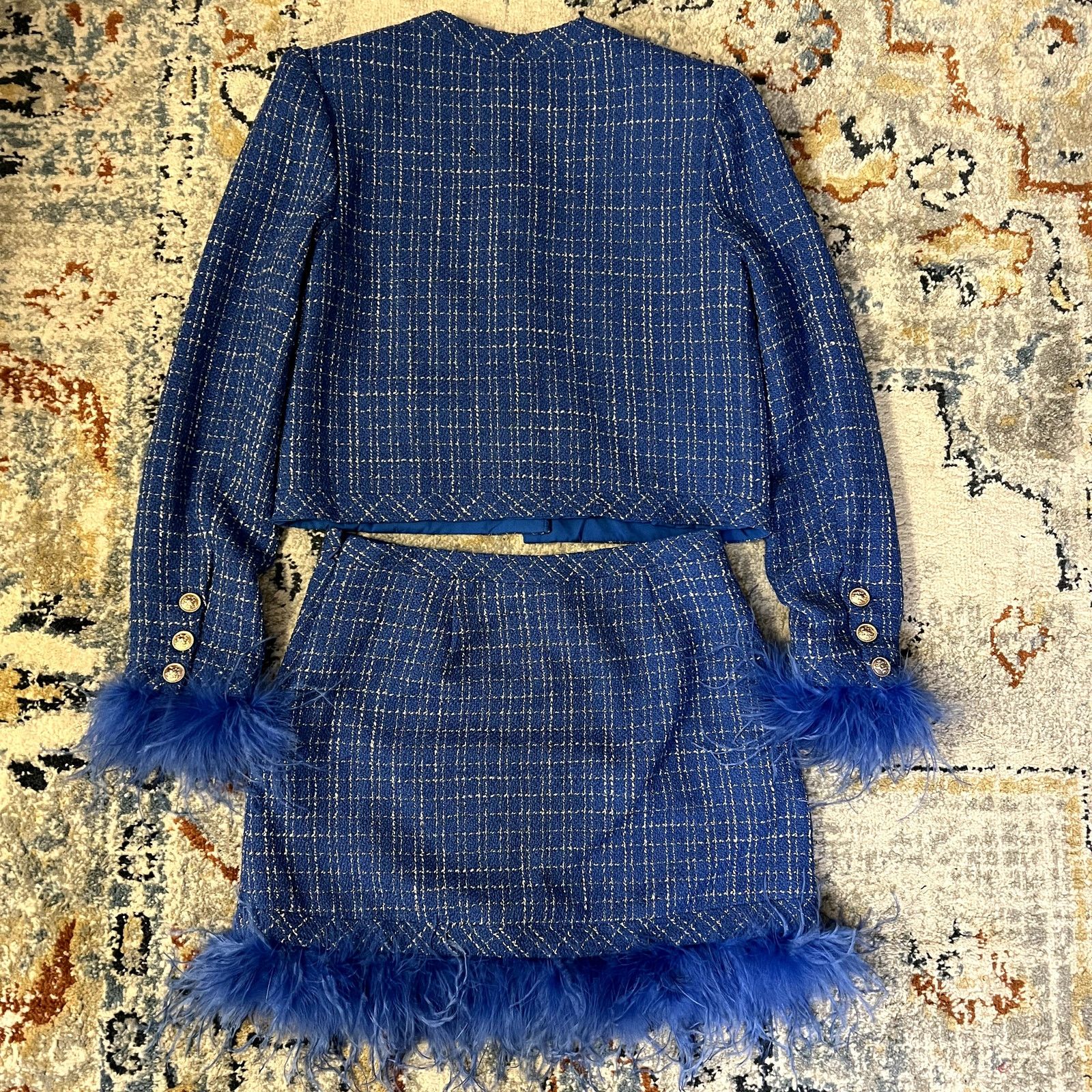 Saylor Saylor Cressida Tweed skirt jacket suit set Royal blue Size S / US 4 / IT 40 - 7 Thumbnail
