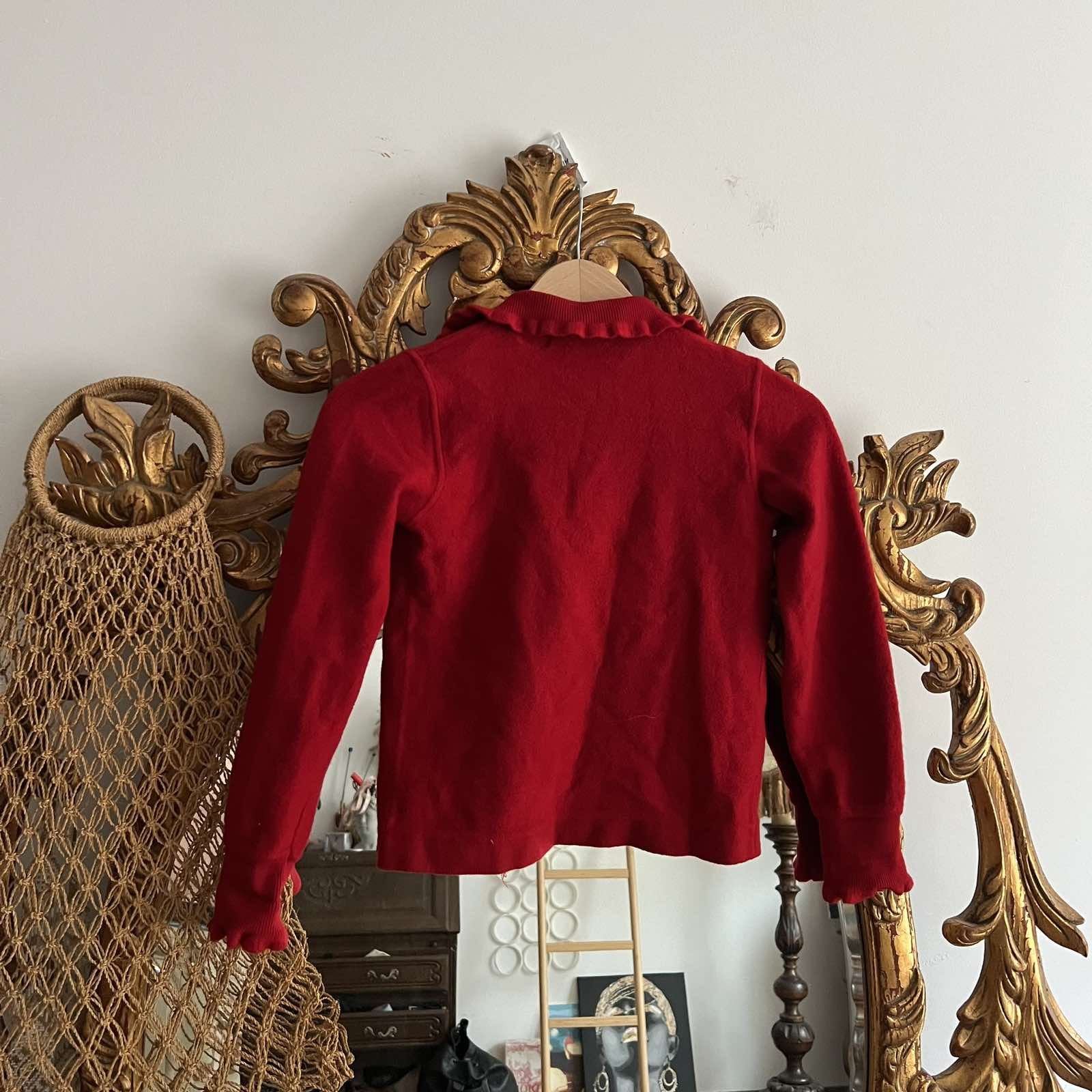 Celine × Vintage 🔴 CELINE Cardigan Sweater Cashmere Red Sz Xs- s Size XS / US 0-2 / IT 36-38 - 2 Thumbnail