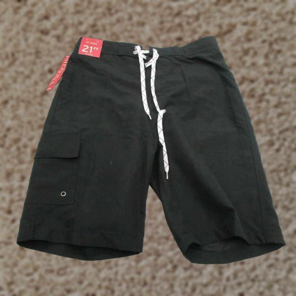 Merona Merona Men's S Board Shorts Swim Bottom Lined Black Solid Casual Size S Size US 29 - 1 Thumbnail