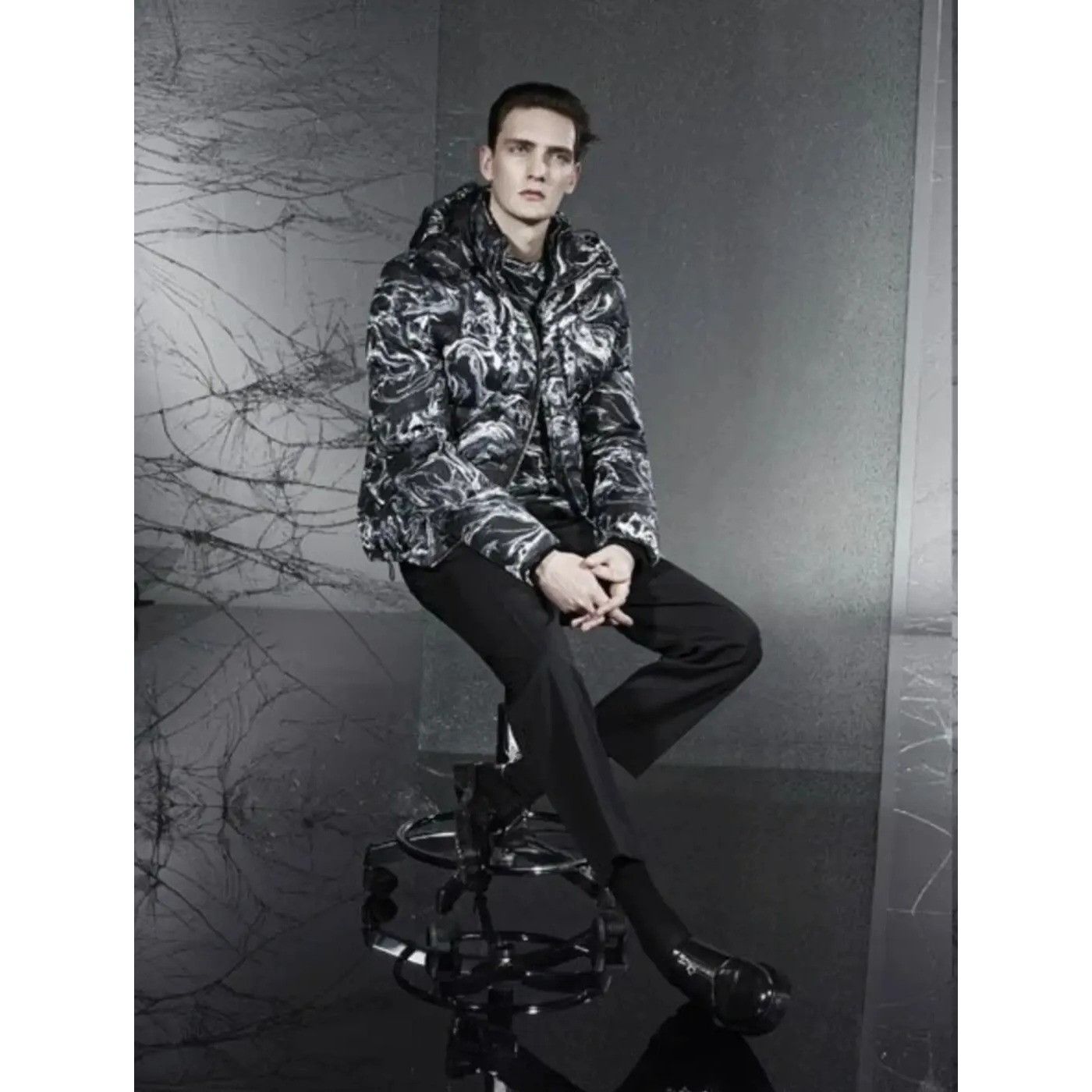 Sandro Smoked Marble Puffer Jacket Size US XL / EU 56 / 4 - 1 Thumbnail