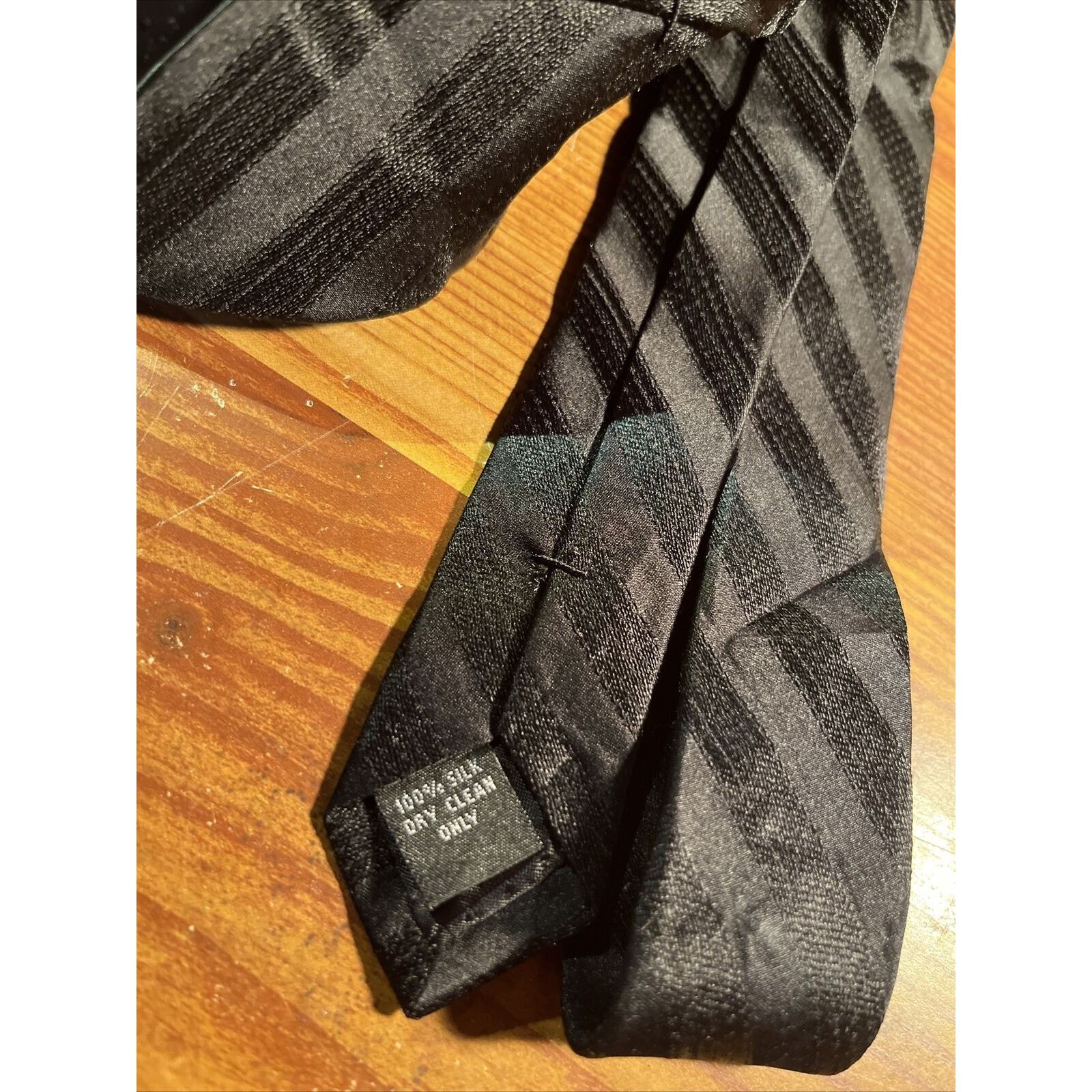 Pierre Cardin Pierre Cardin Men’s Black Silver Striped Silk Designer Tie Size ONE SIZE - 3 Thumbnail