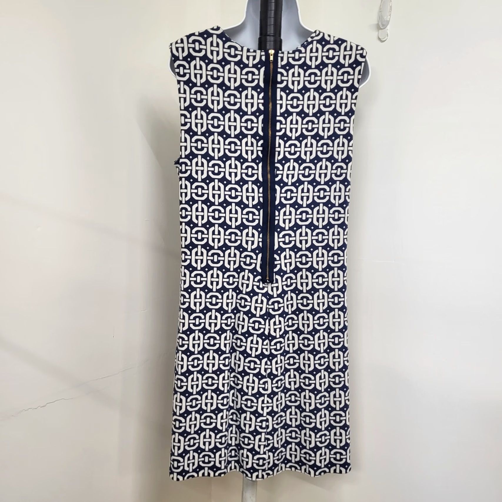 Banana Republic Banana Republic Dress Women’s 14 Blue Geo Print Sheath Rear Zip Back Ponte Dress Size XL / US 12-14 / IT 48-50 - 2 Thumbnail
