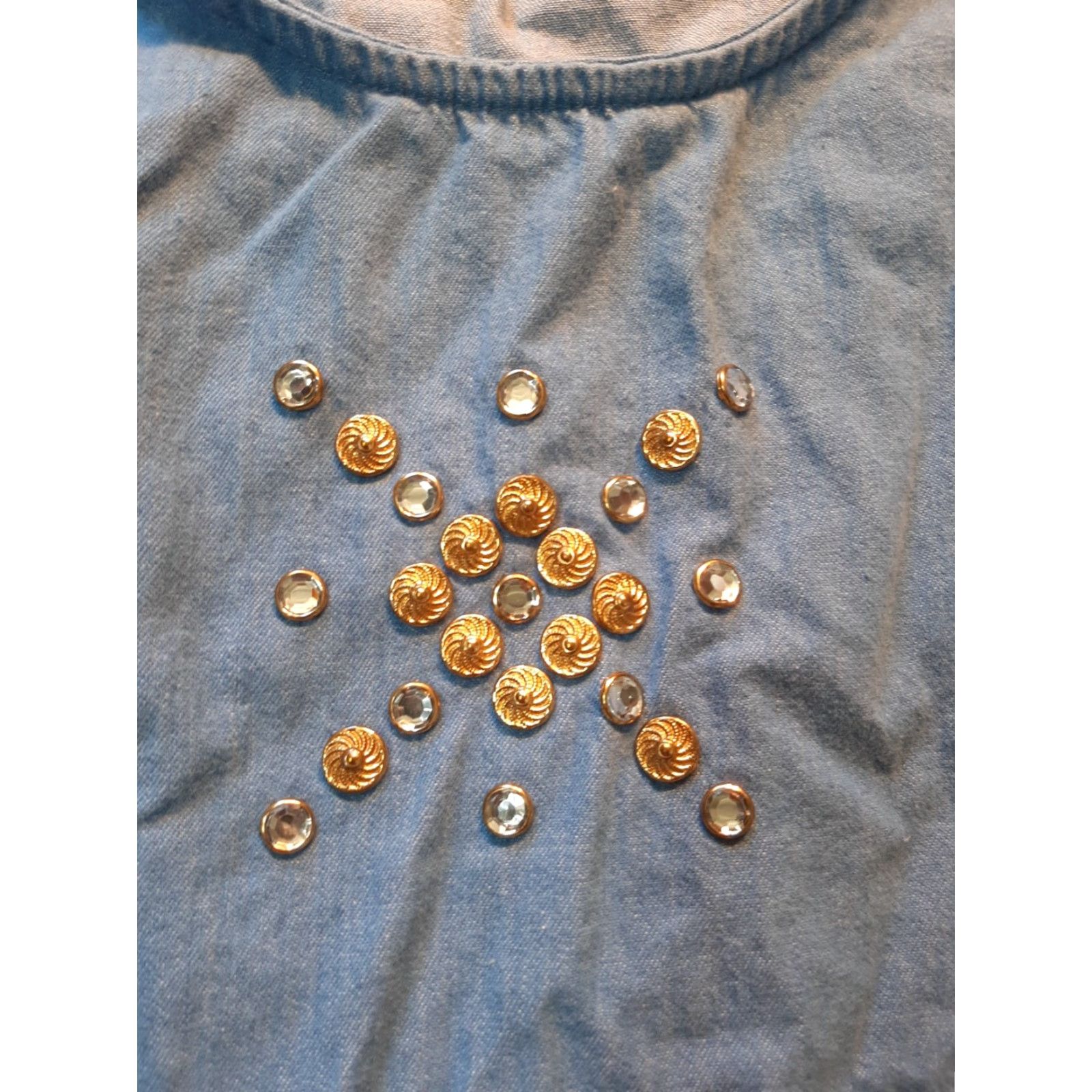 Denime VINTAGE Denim vest Jacket Women's S blue Embellished Made in USA Shirt Size S Size S / US 4 / IT 40 - 2 Thumbnail