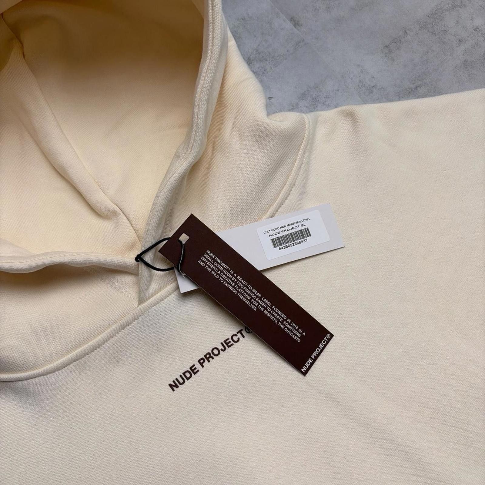 Nude Nude Project Cream Heavyweight Boxy Logo Spellout Hoodie Size US L / EU 52-54 / 3 - 6 Thumbnail