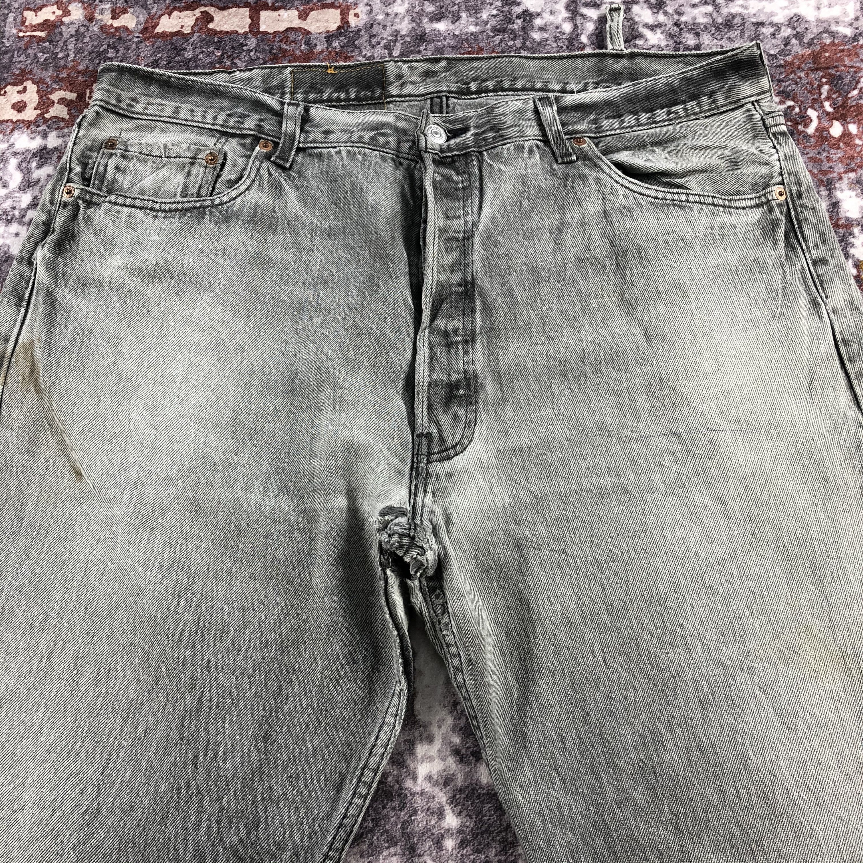 Levi's × Vintage 90s Vintage Faded Black Levis 501 Jeans-JM2390 Size US 40 / EU 56 - 3 Thumbnail