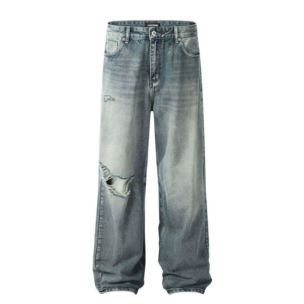 Jean Men's American loose casual washed distressed jeans Size US 32 / EU 48 - 1 Thumbnail