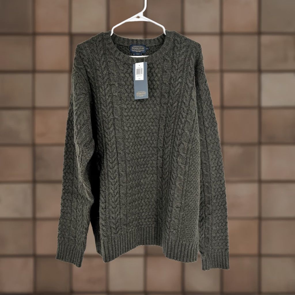 Pendleton Pendleton 100% Wool Fisherman Sweater Knit Crew Neck 2XL Dark Green Mens Pullover Cable Knit Vintage: No Size US XXL / EU 58 / 5 - 1 Thumbnail