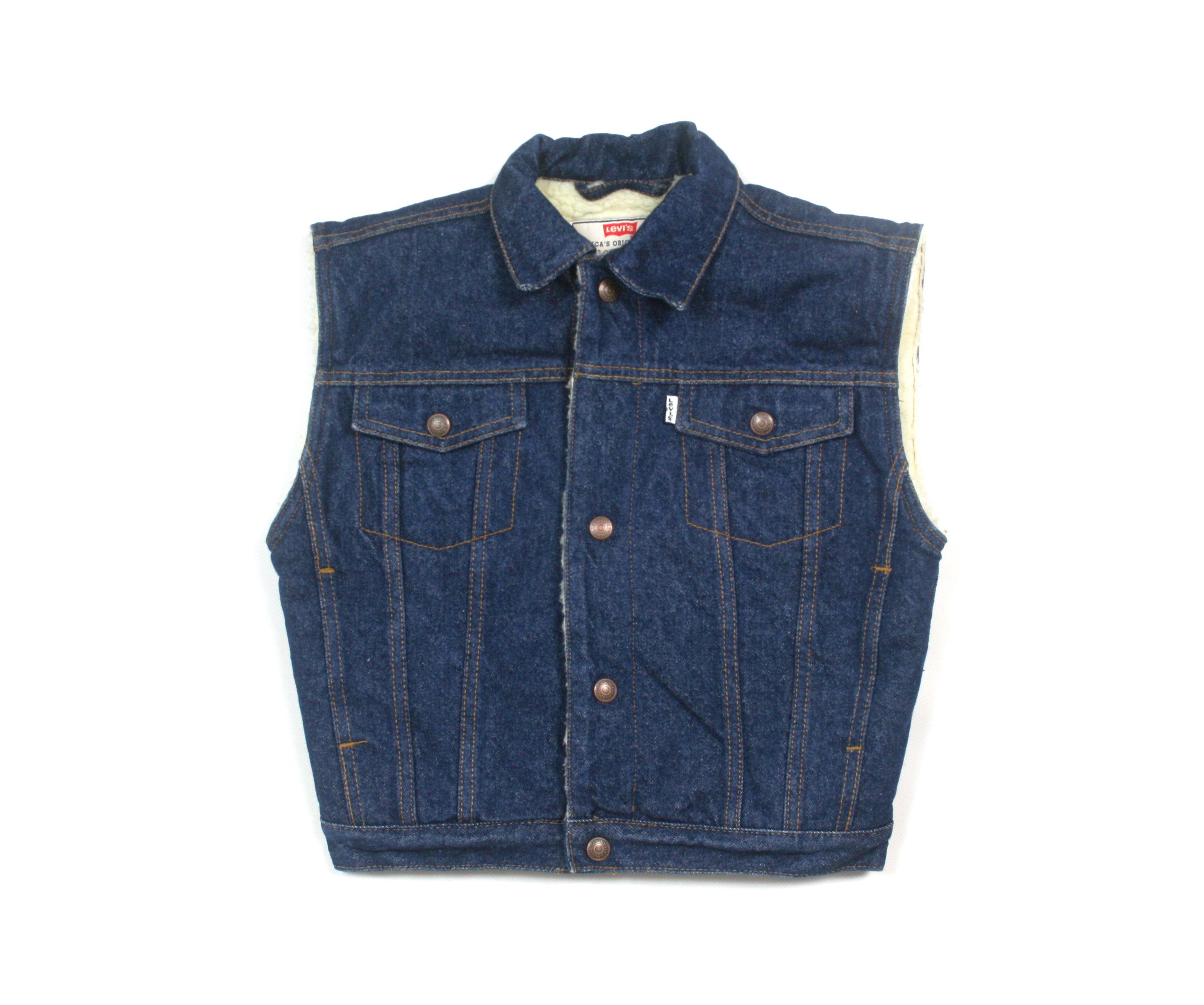 Levi's 70S Sheerling Denim Vest Vintage Size S / US 4 / IT 40 - 1 Thumbnail