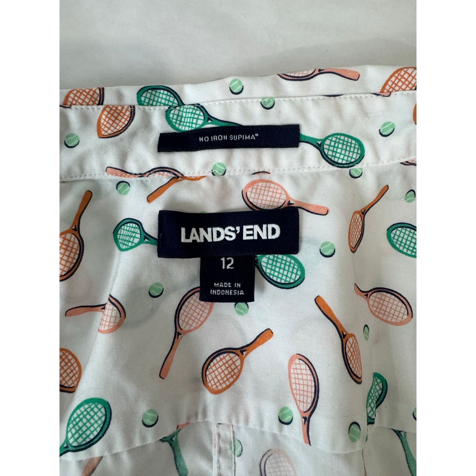 Lands' End Land's End Tennis Racket Print Sleeveless Button Shirt - 12 Size XL / US 12-14 / IT 48-50 - 7 Thumbnail
