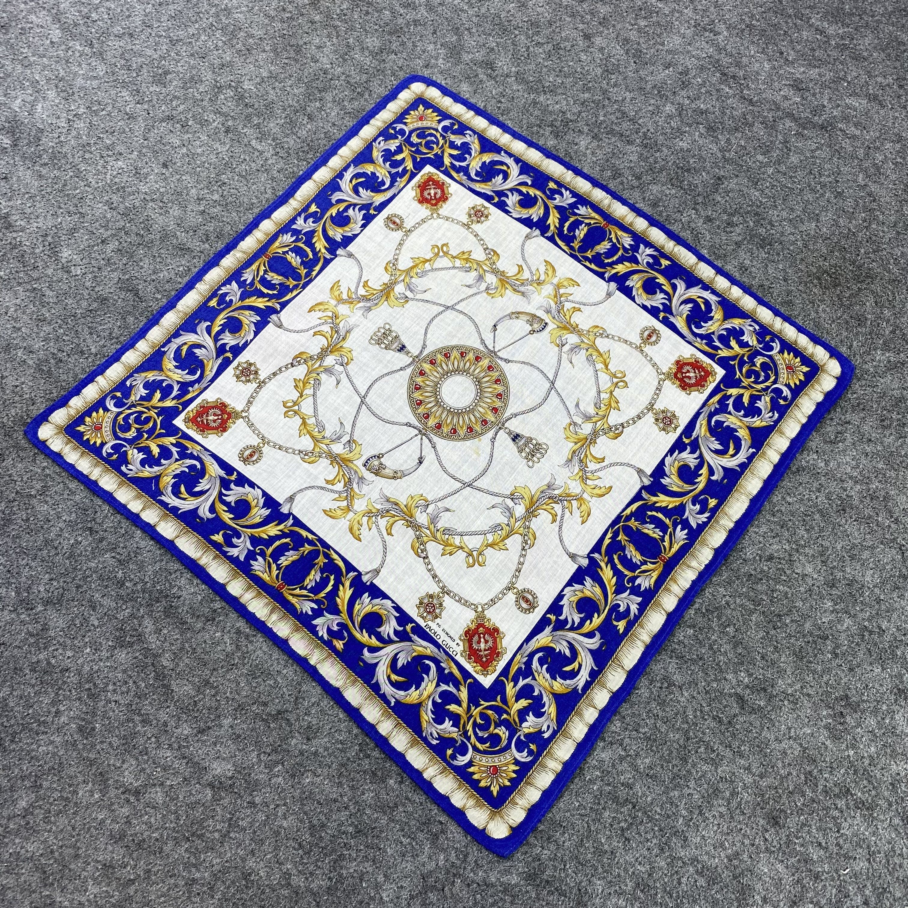 Paolo Gucci × Vintage Paolo Gucci Handkerchief / Bandana / Neckerchief-B1379 Size ONE SIZE - 4 Thumbnail