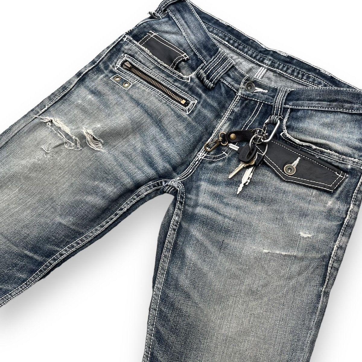 semanticdesign 🇯🇵 SEMANTIC DESIGN LEATHER POCKET WASHED DENIM PANTS Size US 29 - 3 Thumbnail