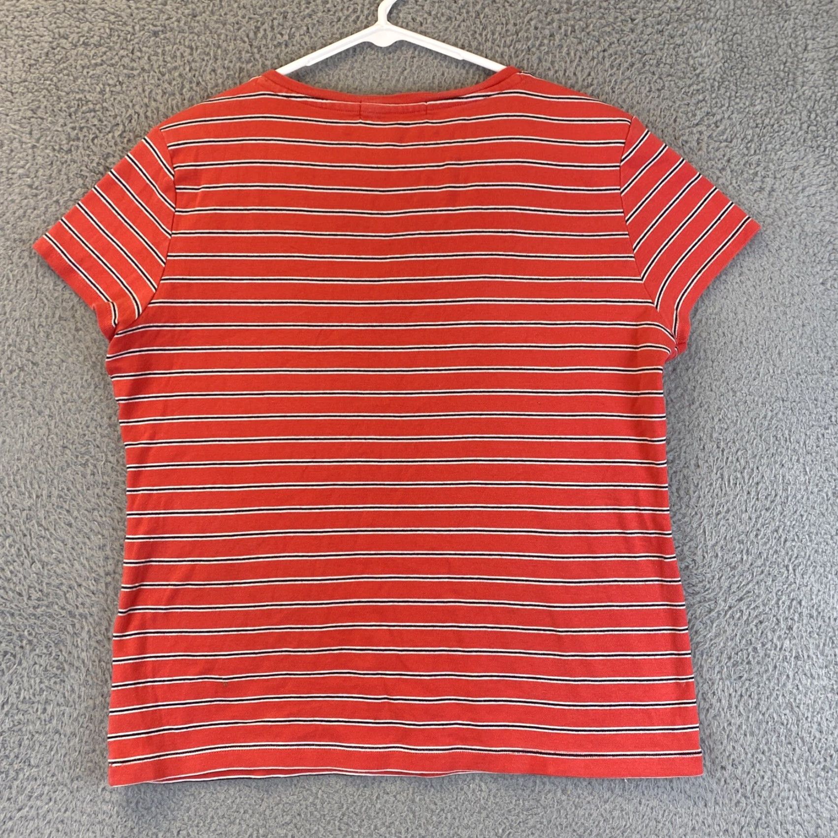 Tommy Hilfiger Tommy Hilfiger T-Shirt Women L Orange Short Sleeve V-Neck Cotton Logo Embroidered Casual MTM 69-15 Size L / US 10 / IT 46 - 6 Thumbnail