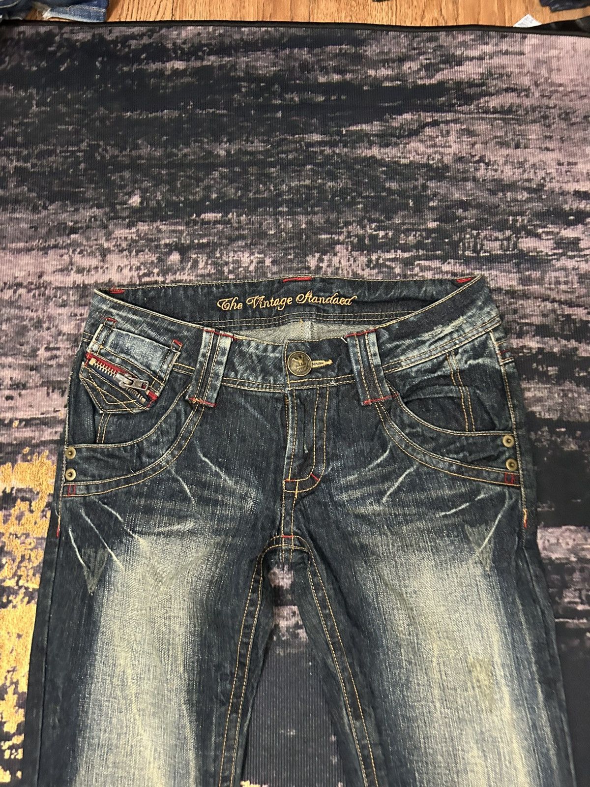 Japanese Brand Vintage Sky Bomber Mudwash Flare Jeans Size US 30 / EU 46 - 7 Thumbnail