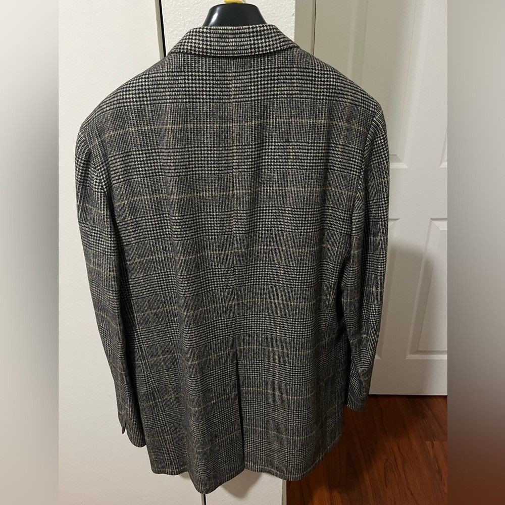 Saks Fifth Avenue Vintage Saks Fifth Avenue Camel Hair Gray Checkered Men's B Size 44L - 2 Thumbnail