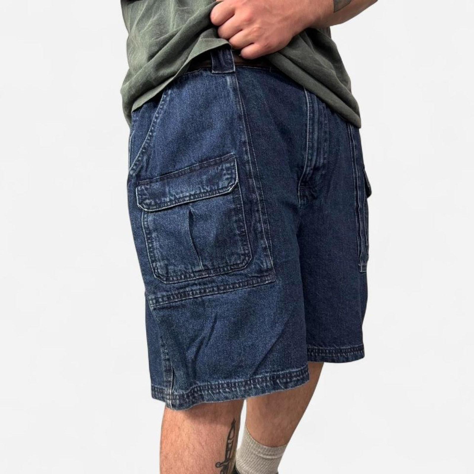 Vintage 90s Baggy Cargo Jean Shorts Size US 42 / EU 58 - 2 Thumbnail