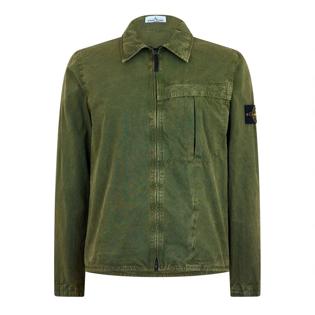 Stone Island o1g2r1mq0526 Washed Cotton Long Sleeve Overshirt in Green Size US L / EU 52-54 / 3 - 1 Thumbnail