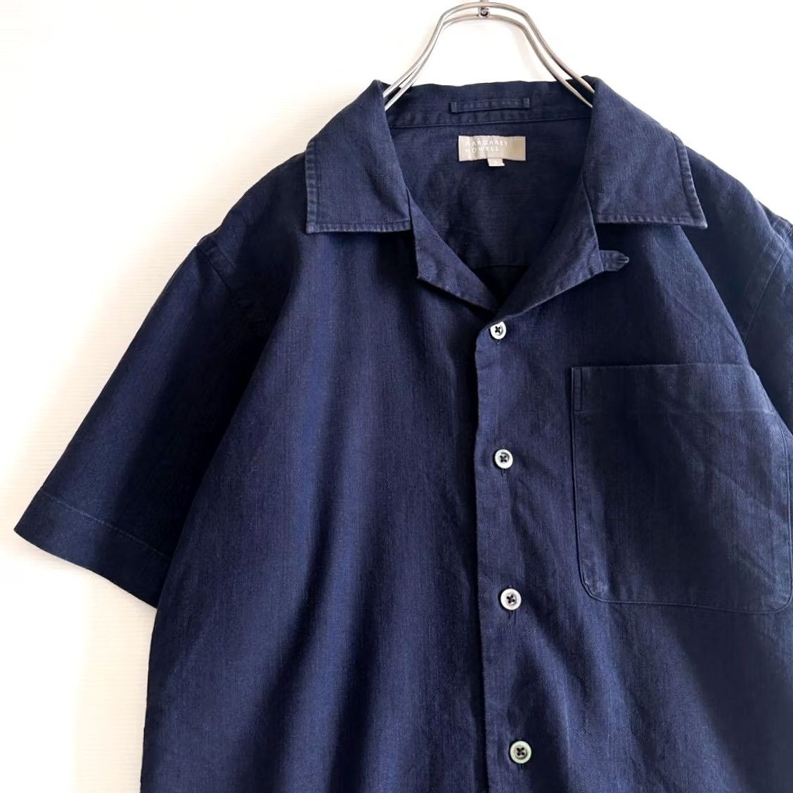 Margaret Howell Margaret Howell Open Collar Short Sleeve Top Navy Size S Mens Shirt Size US S / EU 44-46 / 1 - 2 Thumbnail