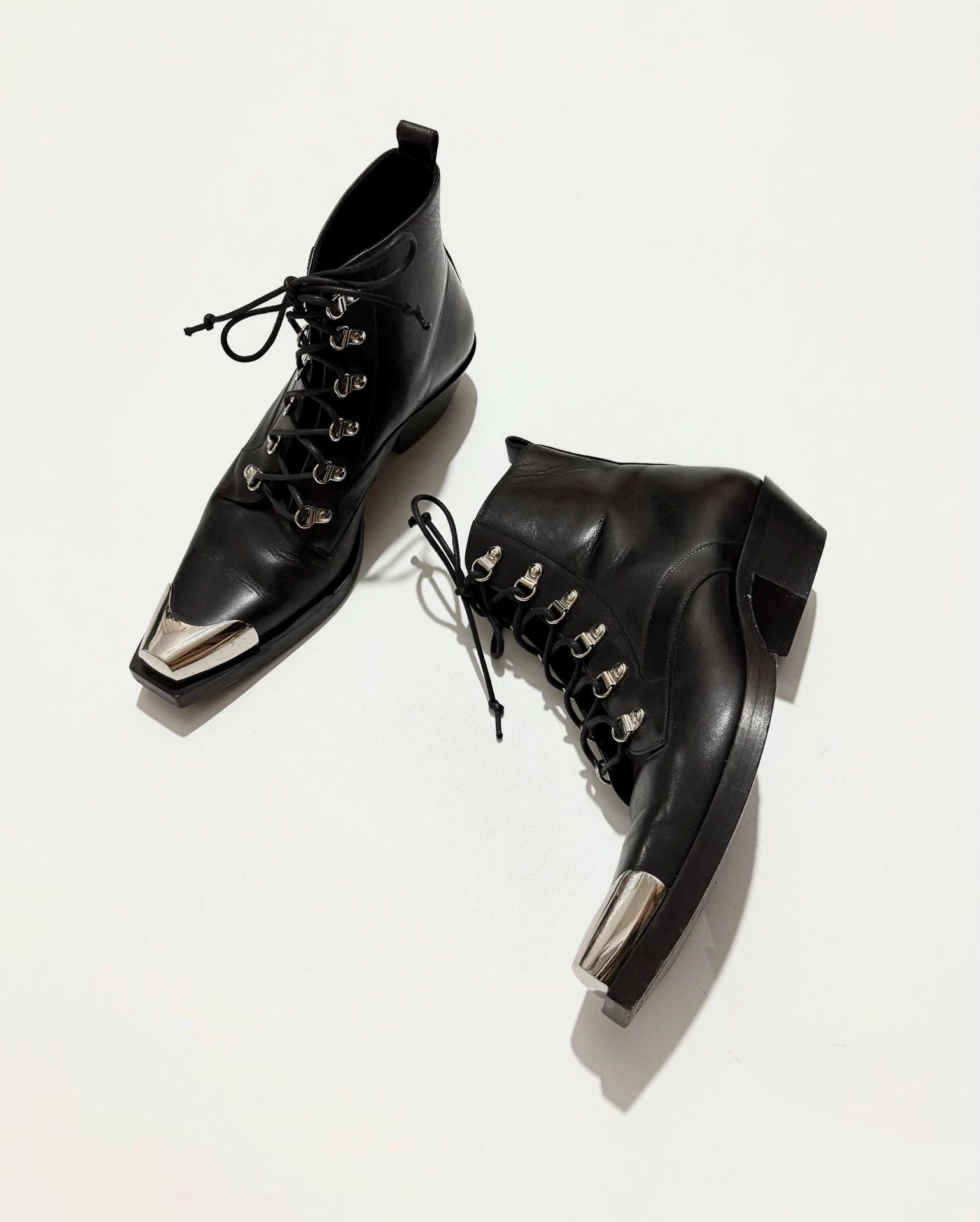 Balmain Balmain Black Leather Steel Toe Biker Boots Size 41 Size US 9 / EU 42 - 1 Thumbnail