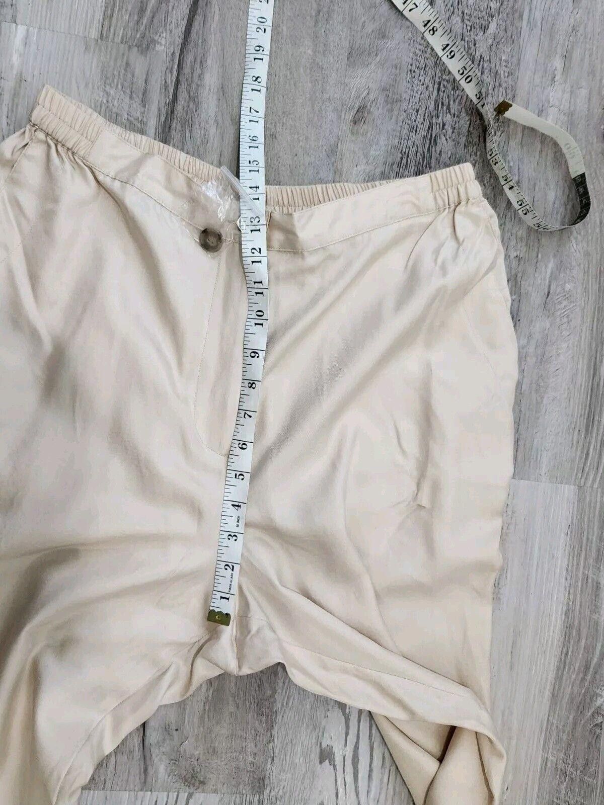 Designer Ulla Popken Silk Pants Cream Beige Relaxed Fit 12 - 14 Size 34" / US 12 / IT 48 - 5 Thumbnail
