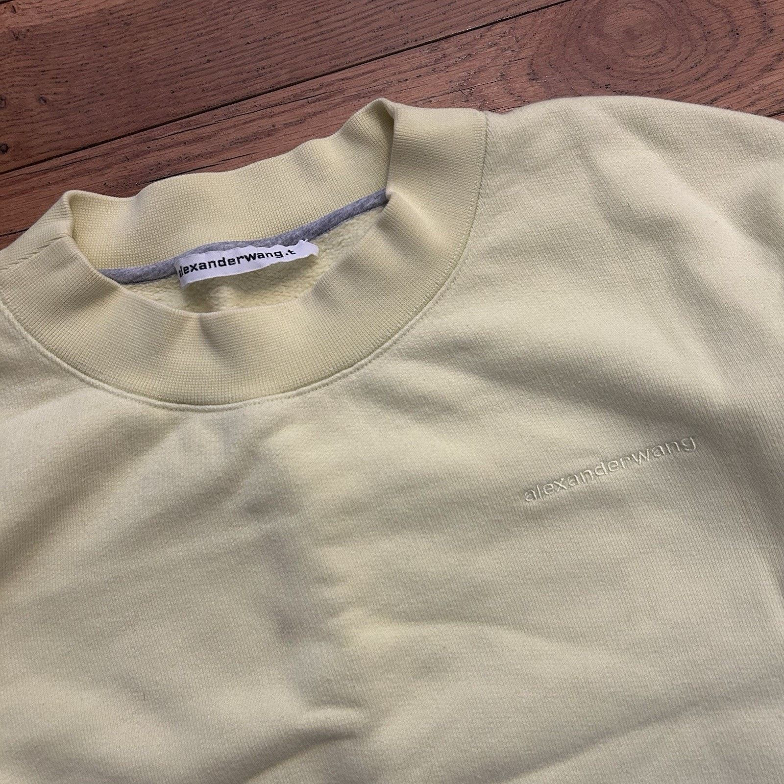 Alexander Wang Cropped Yellow Fleece Pullover Sweatshirt Small Size S / US 4 / IT 40 - 2 Thumbnail