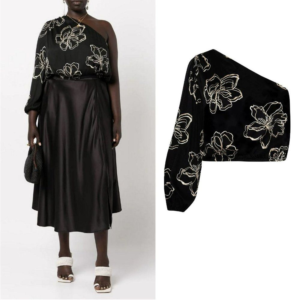 Other NWT New $128 11 HONORÉ Jasmine Floral One-Shoulder Blouse S Size XL / US 12-14 / IT 48-50 - 1 Thumbnail