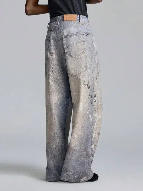 Jean Aikawa x Fuka Washed Painted Jeans Fashion Wide Leg Size US 32 / EU 48 - 1 Thumbnail