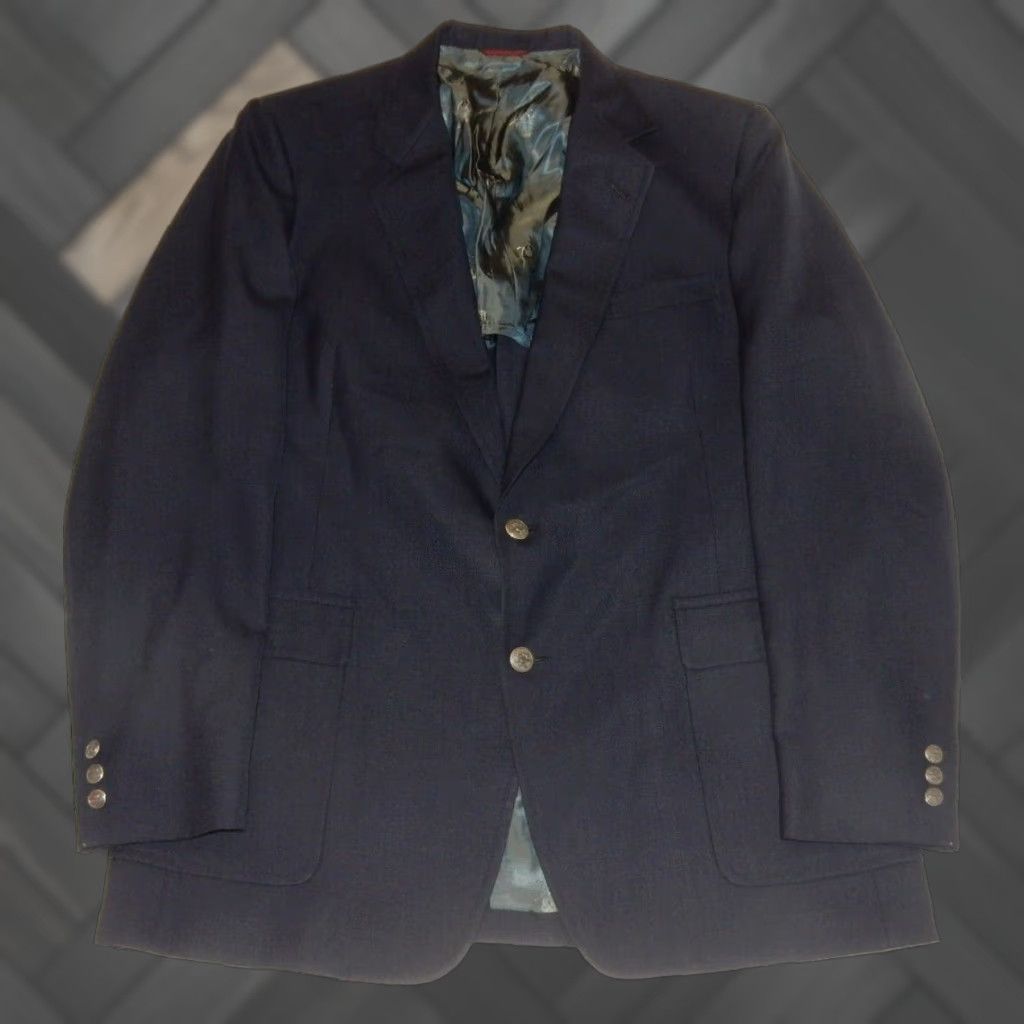Hart Schaffner Marx VINTAGE Hart Schaffner Marx Blazer Sport Coat Size 48L Blue Wool Mens Size 48R - 1 Thumbnail