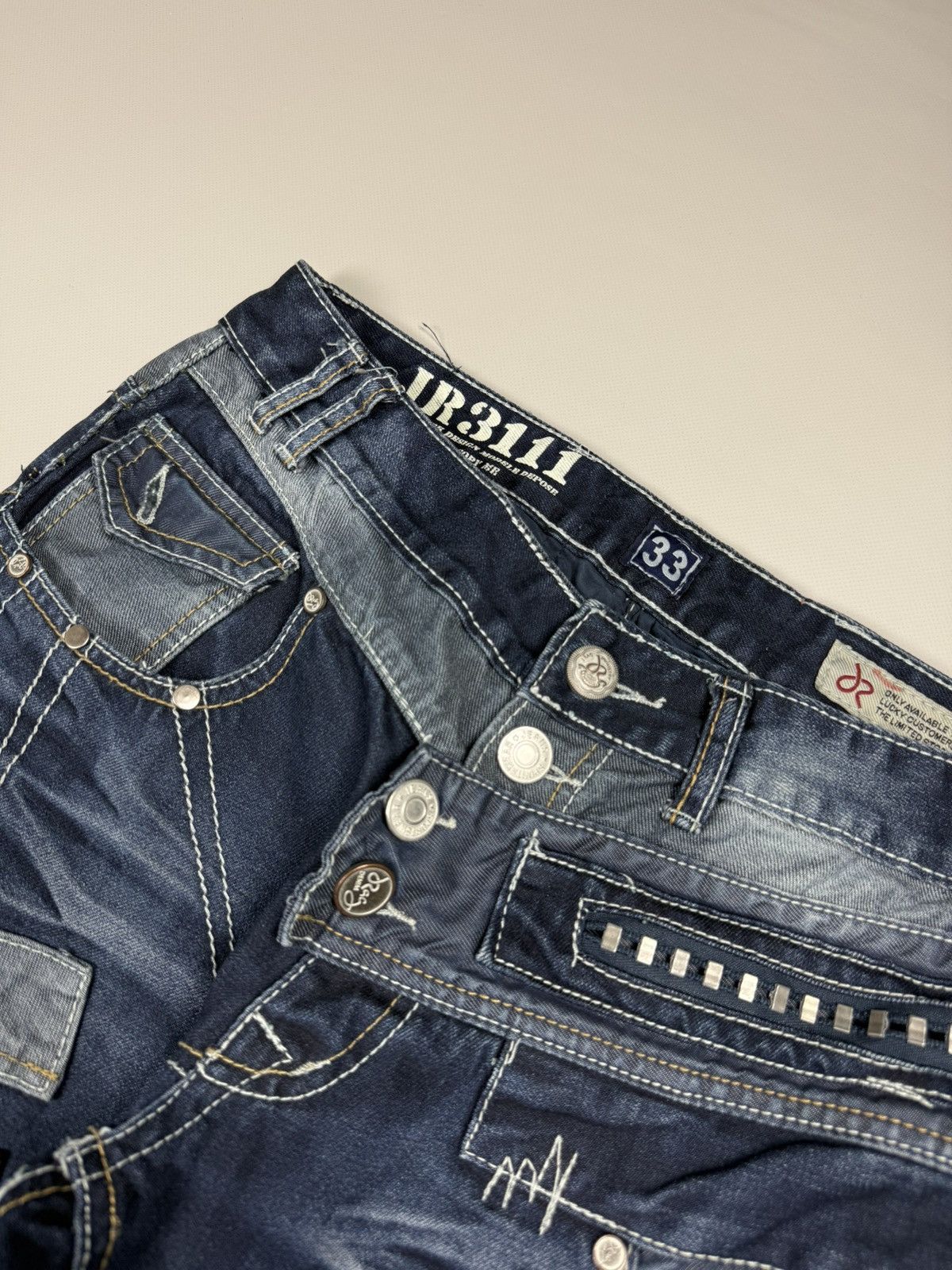 Japanese Brand J-Rag Men’s Japanese Style Multipocket Patchwork Jeans Size US 33 - 10 Thumbnail