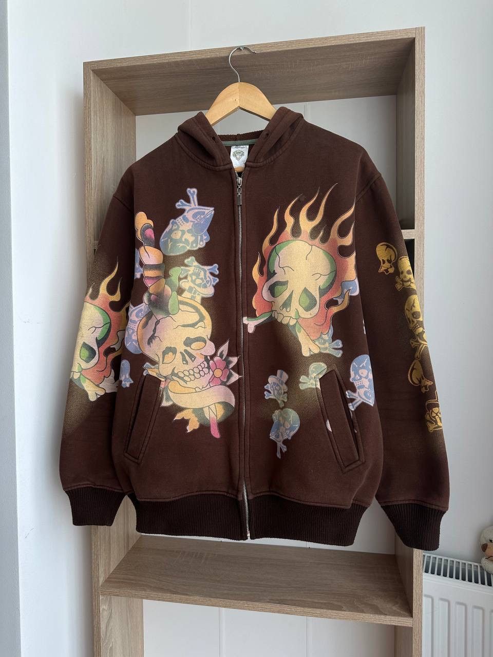 Christian Audigier × Ed Hardy × Vintage Vintage Ed Hardy Christian Audigier Brown Hoodie Size US XL / EU 56 / 4 - 16 Thumbnail