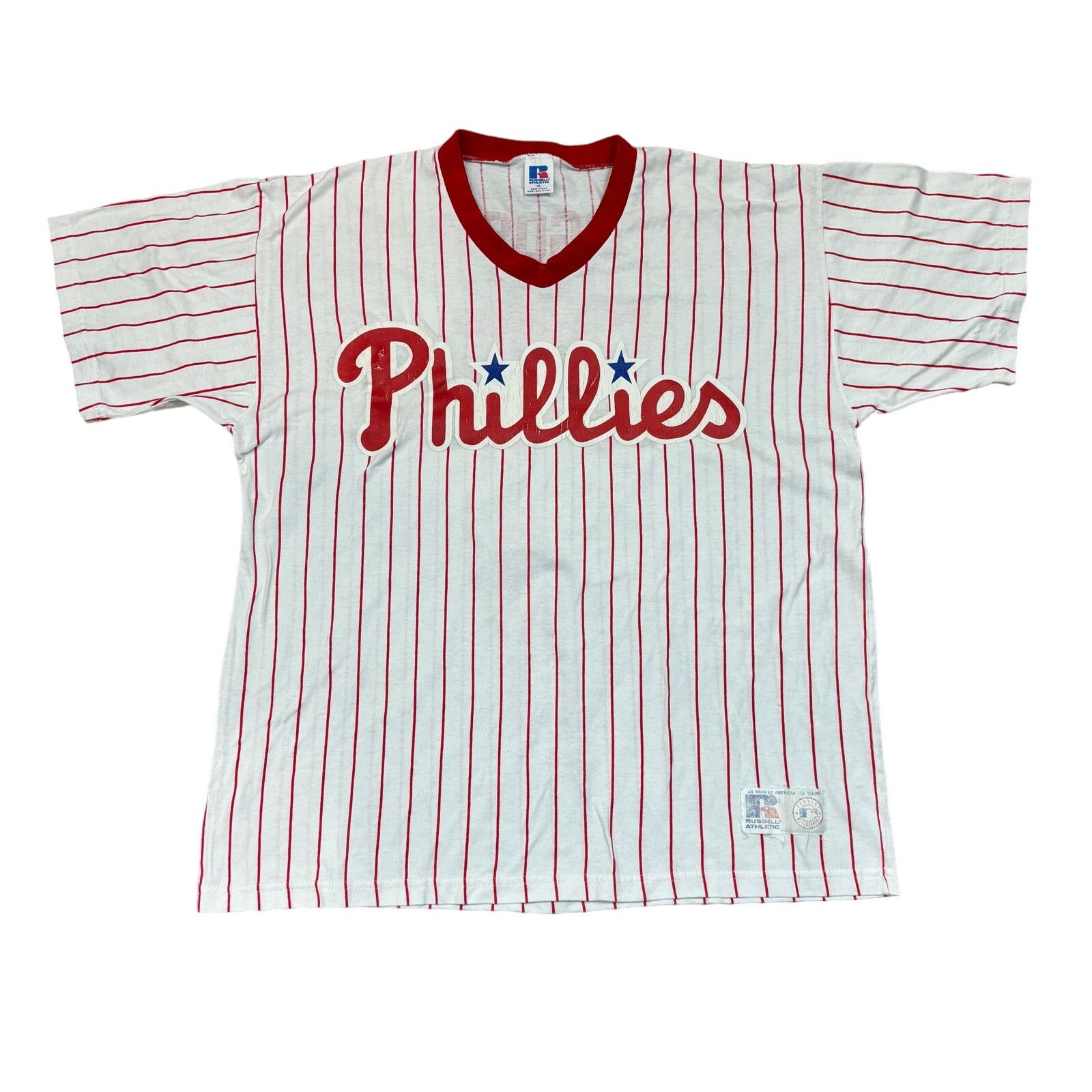 MLB × Russell Athletic × Vintage VTG 90s Philadelphia Phillies Goss 35 Stripe Jersey Shirt XL Size US XL / EU 56 / 4 - 1 Thumbnail