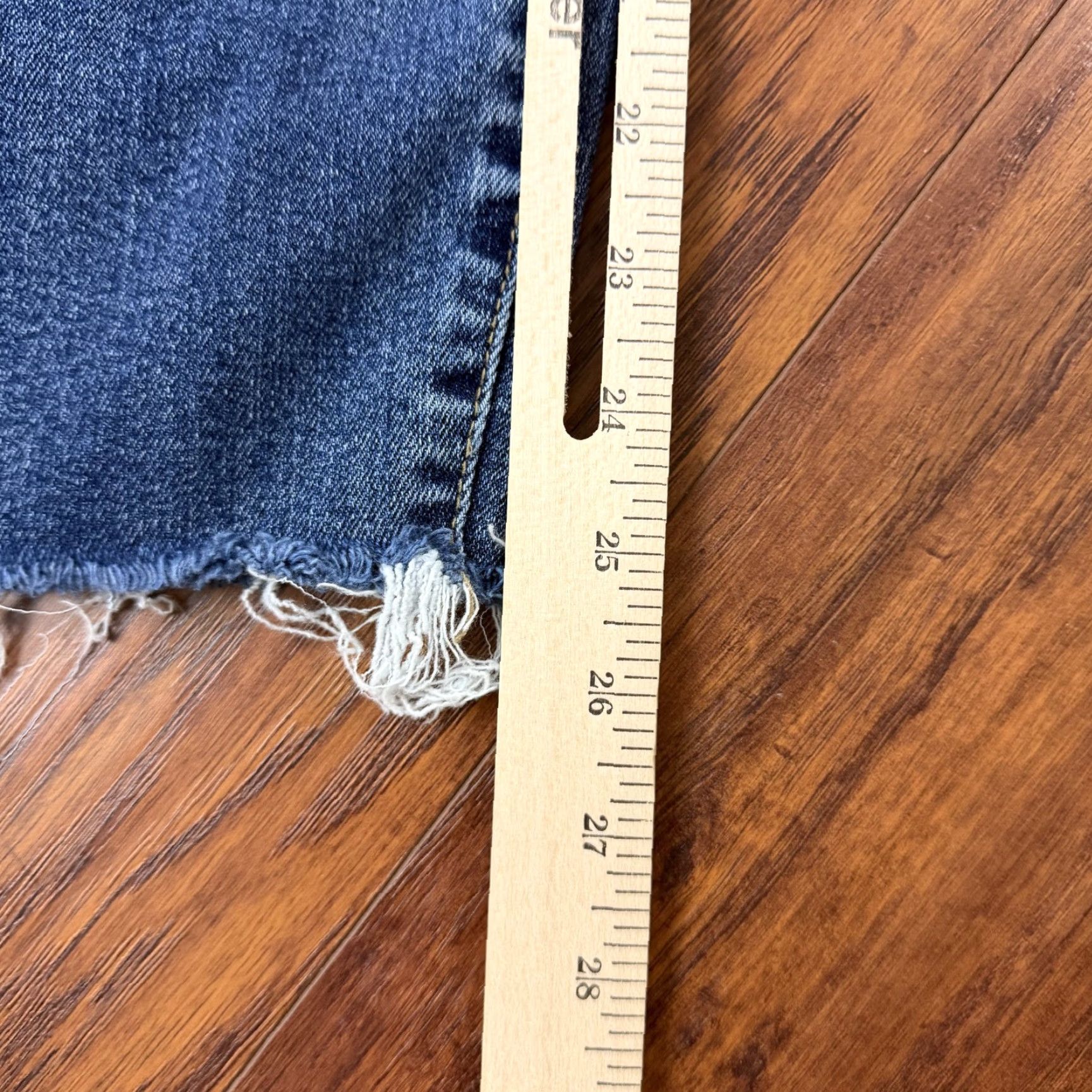 Denime Judy Blue Jeans Womens 27 Relaxed Mid Rise Distressed Stretch Denim 26x26 Blue Denim Straight Jeans Womens Size 26" / US 2 / IT 38 - 6 Thumbnail