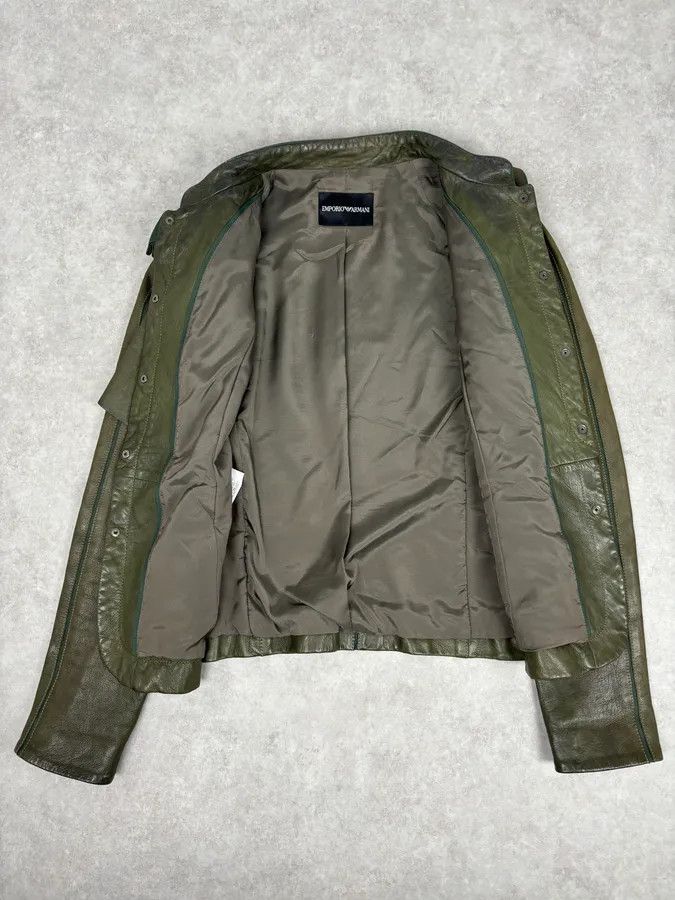 Emporio Armani AW2009 Emporio Armani Green Lamb Skin Ruffle Collar Jacket Size M / US 6-8 / IT 42-44 - 7 Thumbnail