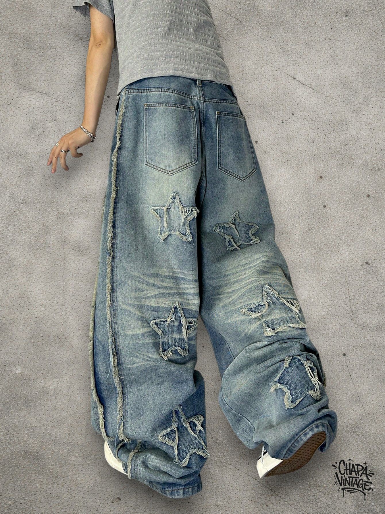 Japanese Brand Baggy distressed jeans Size US 32 / EU 48 - 3 Thumbnail