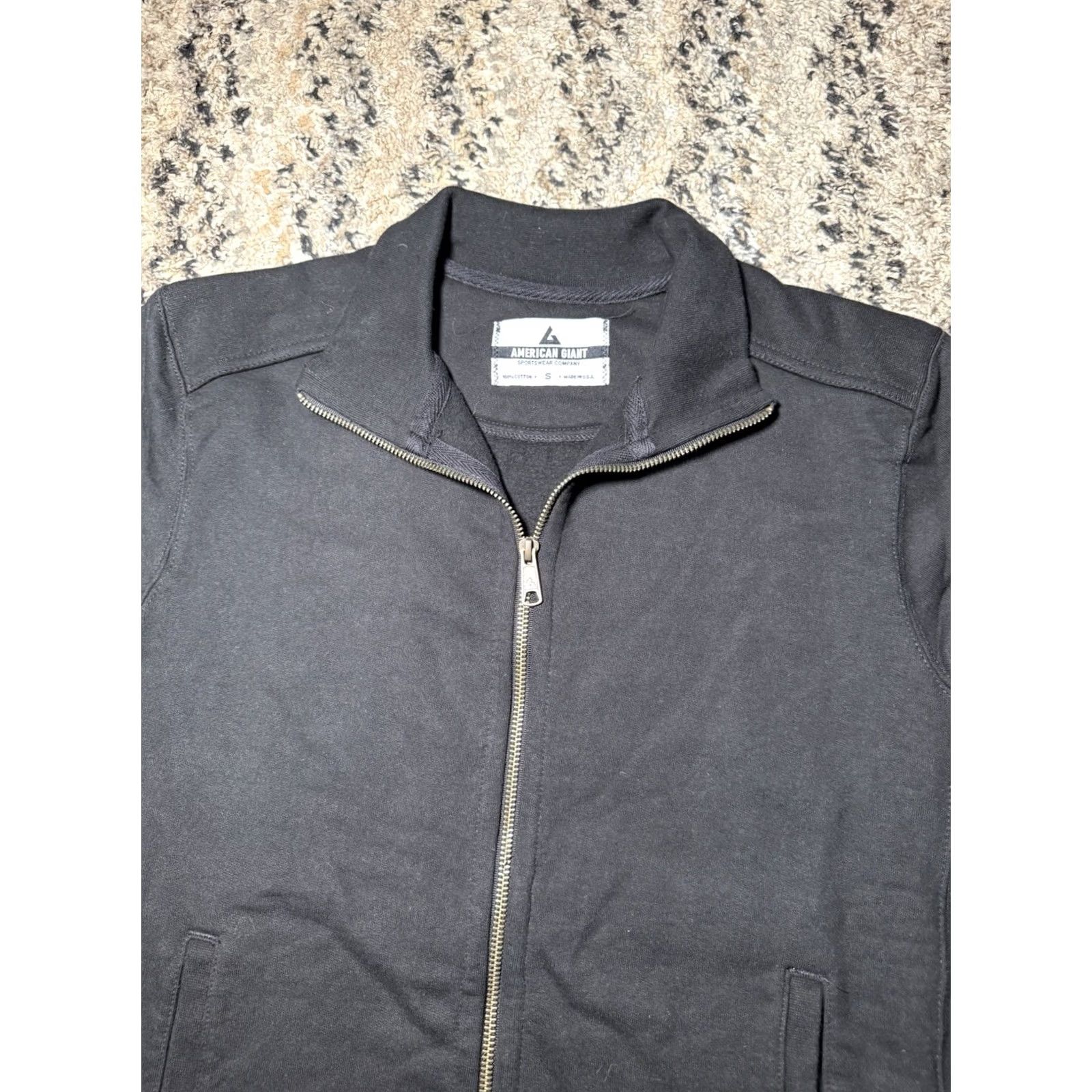 Vintage VINTAGE American Giant Moto Full Zip Sweatshirt Mens S Black Heavyweight Made USA Size US S / EU 44-46 / 1 - 4 Thumbnail