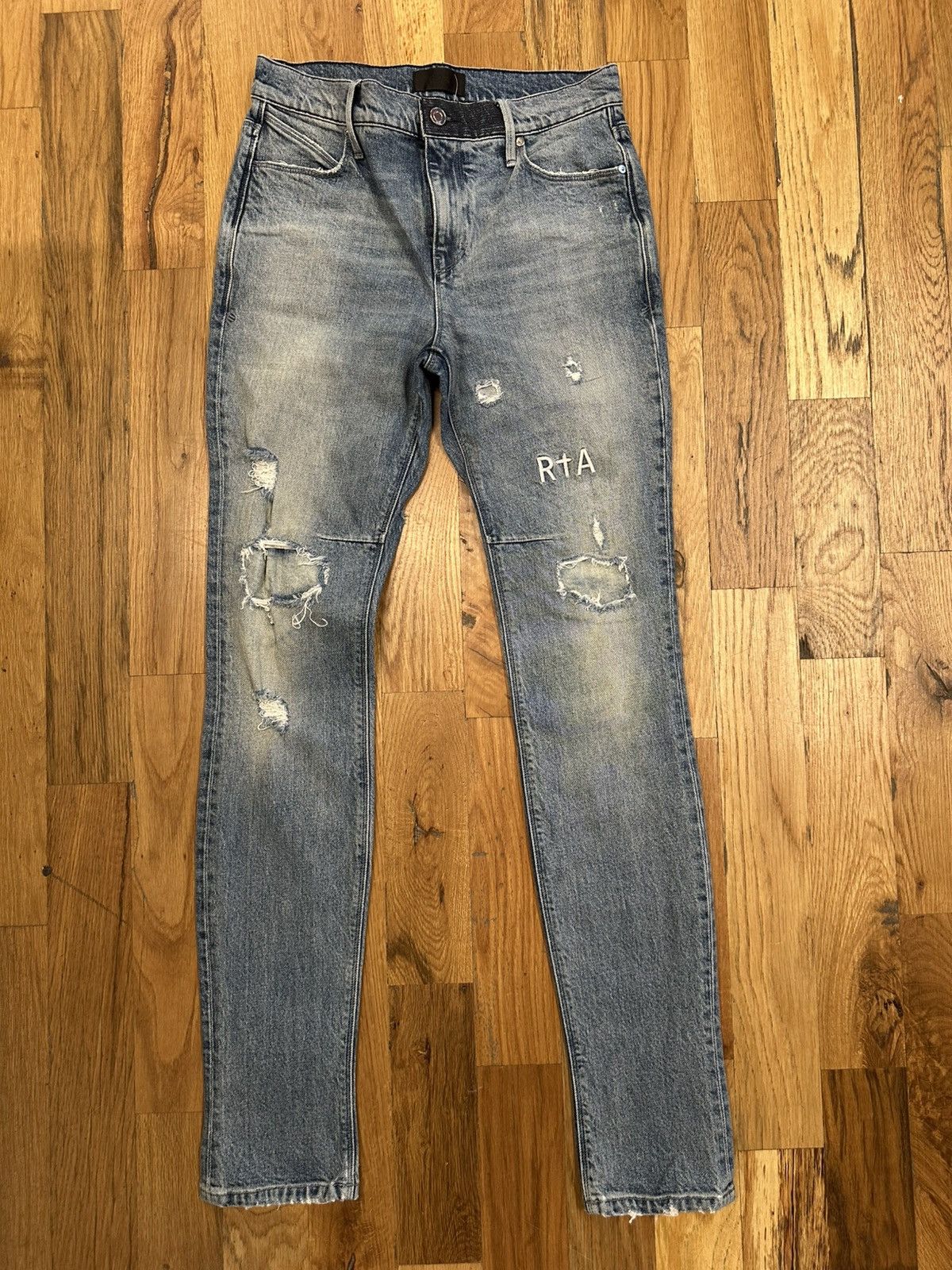 Rta RTA Small White Spell Distressed Blue Denim Jeans Size 29 Size US 29 - 1 Thumbnail
