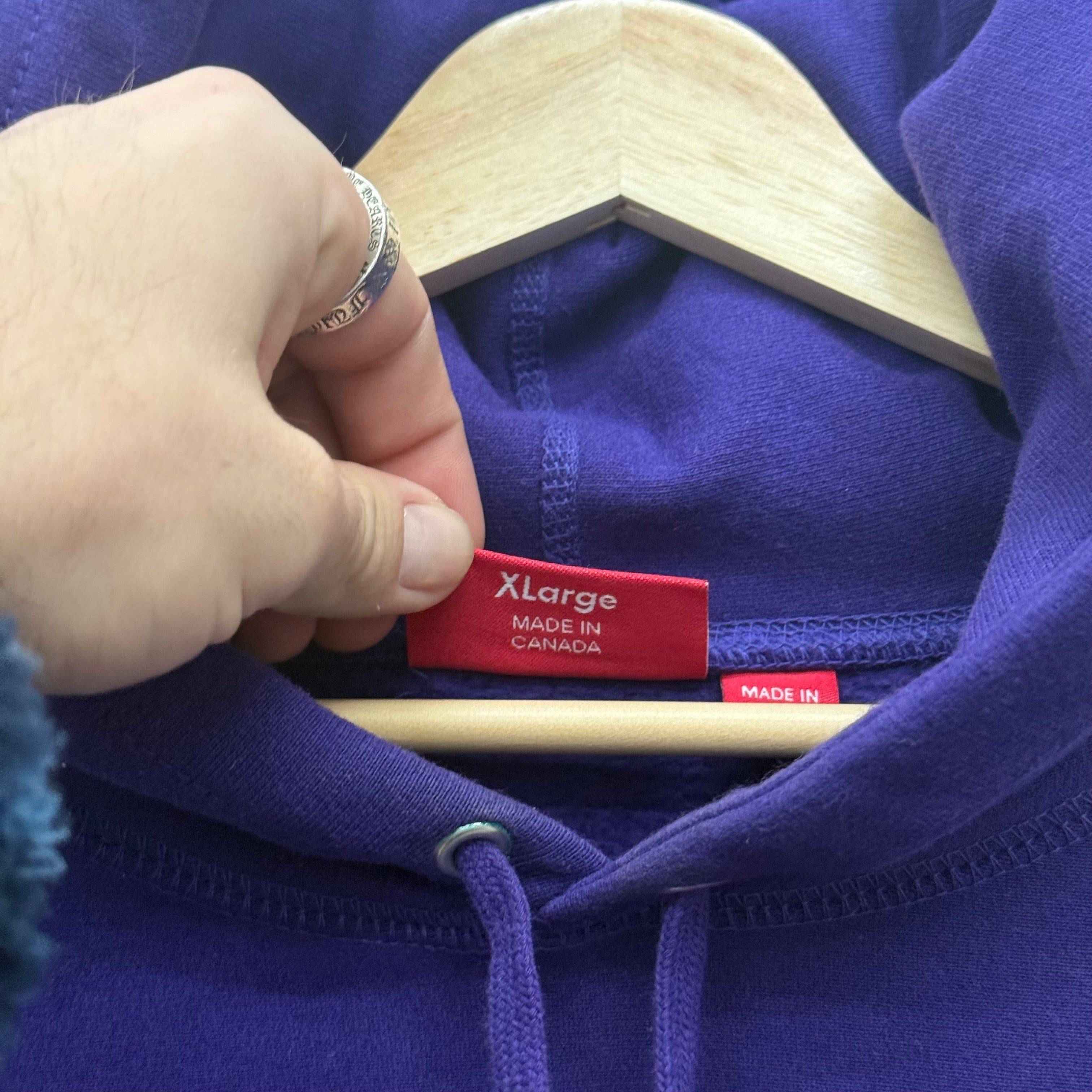 Supreme Supreme Purple Vertical Text Hoodie - Size XL Size US XL / EU 56 / 4 - 5 Thumbnail