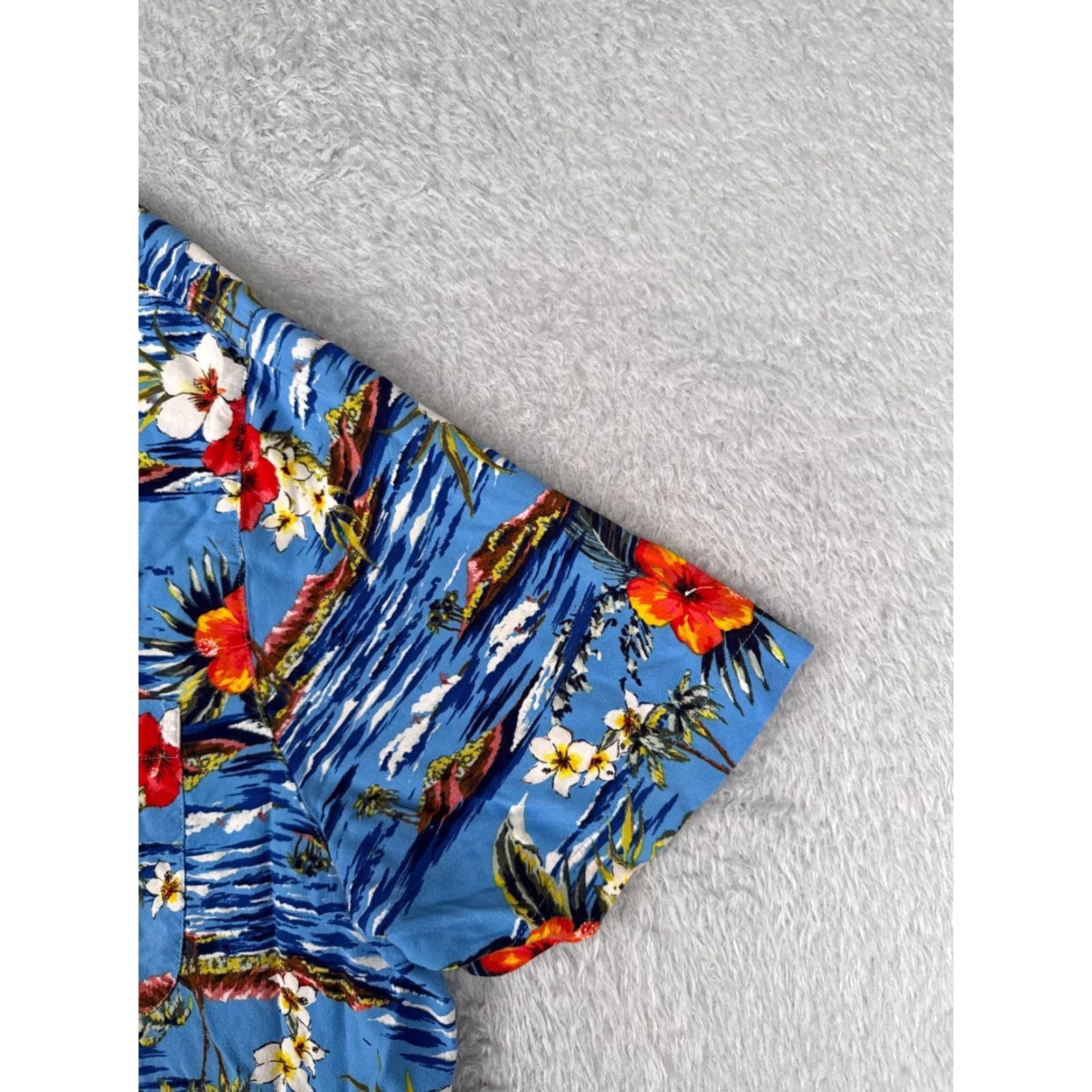George George Shirt Men 2XL Blue Floral Island Hawaiian 100% Rayon Button-Up Size US XXL / EU 58 / 5 - 4 Thumbnail