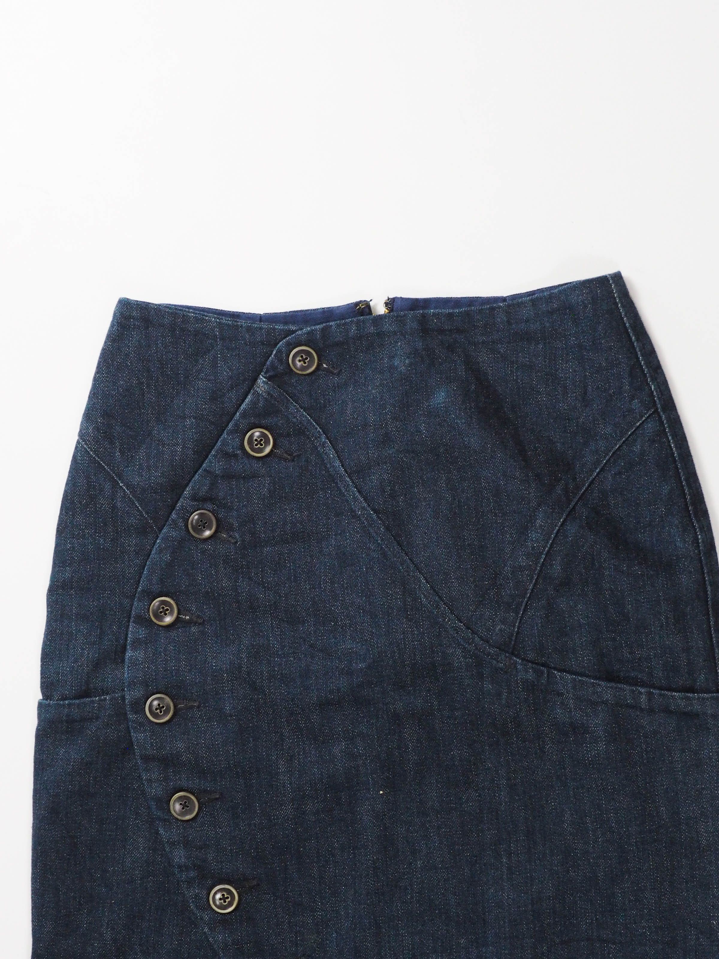 Kapital Kapital Asymmetrical Button Denim Skirt Size 26" / US 2 / IT 38 - 2 Thumbnail