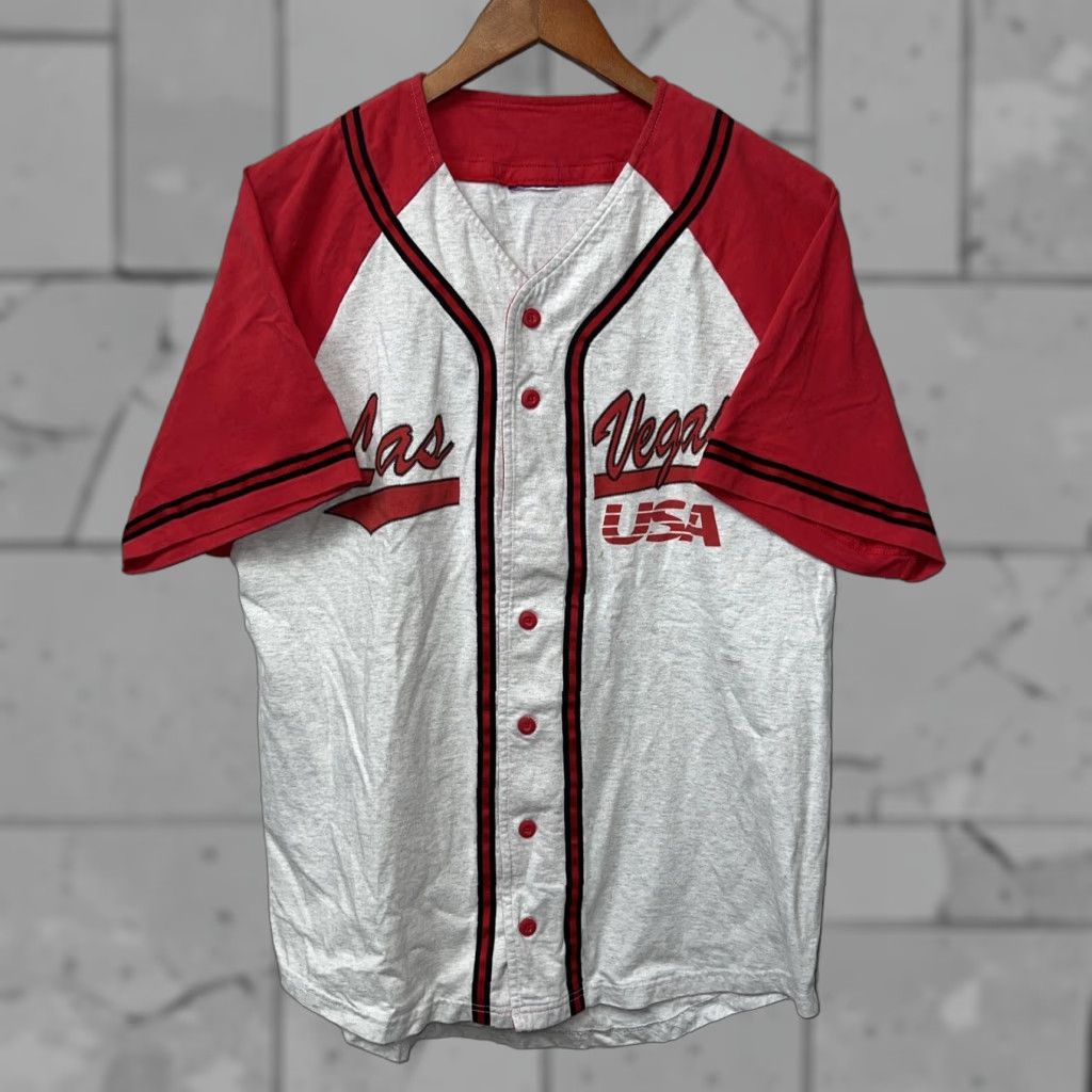 Champion VINTAGE Champion Las Vegas USA Red Baseball Jersey Shirt Mens M 21” Pit To Pit Size US M / EU 48-50 / 2 - 1 Thumbnail
