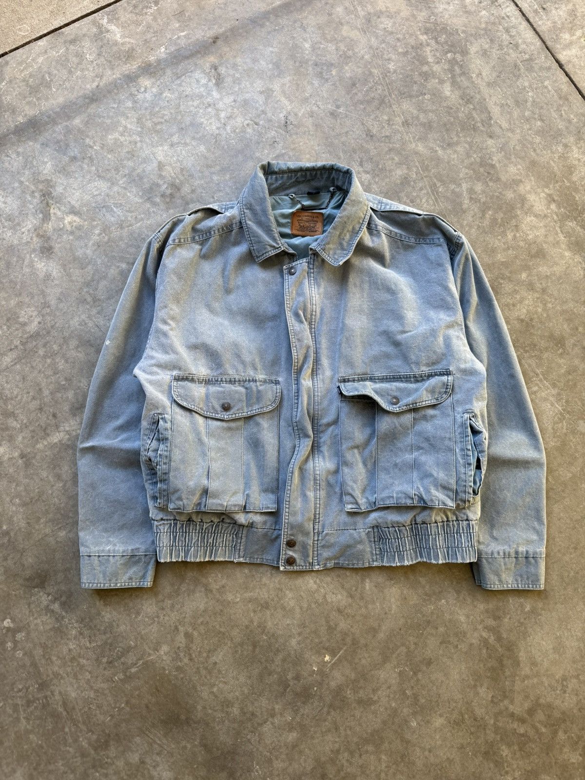 Levi's Vintage Levi’s Bomber Jacket 80’s/90’s Blueish Grey Denim Size US L / EU 52-54 / 3 - 1 Thumbnail