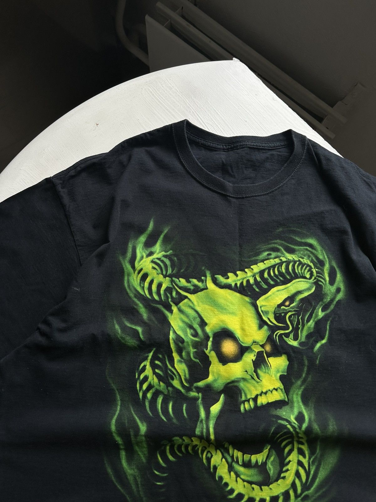 Other Vintage Y2K Fire Skull and Dragon Rock Tee Size US XL / EU 56 / 4 - 5 Thumbnail
