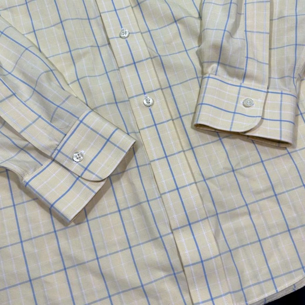 Brooks Brothers Brooks Brothers Shirt Mens 16 Yellow Classic Windowpane Check Button Down Dress Size 42R - 4 Thumbnail