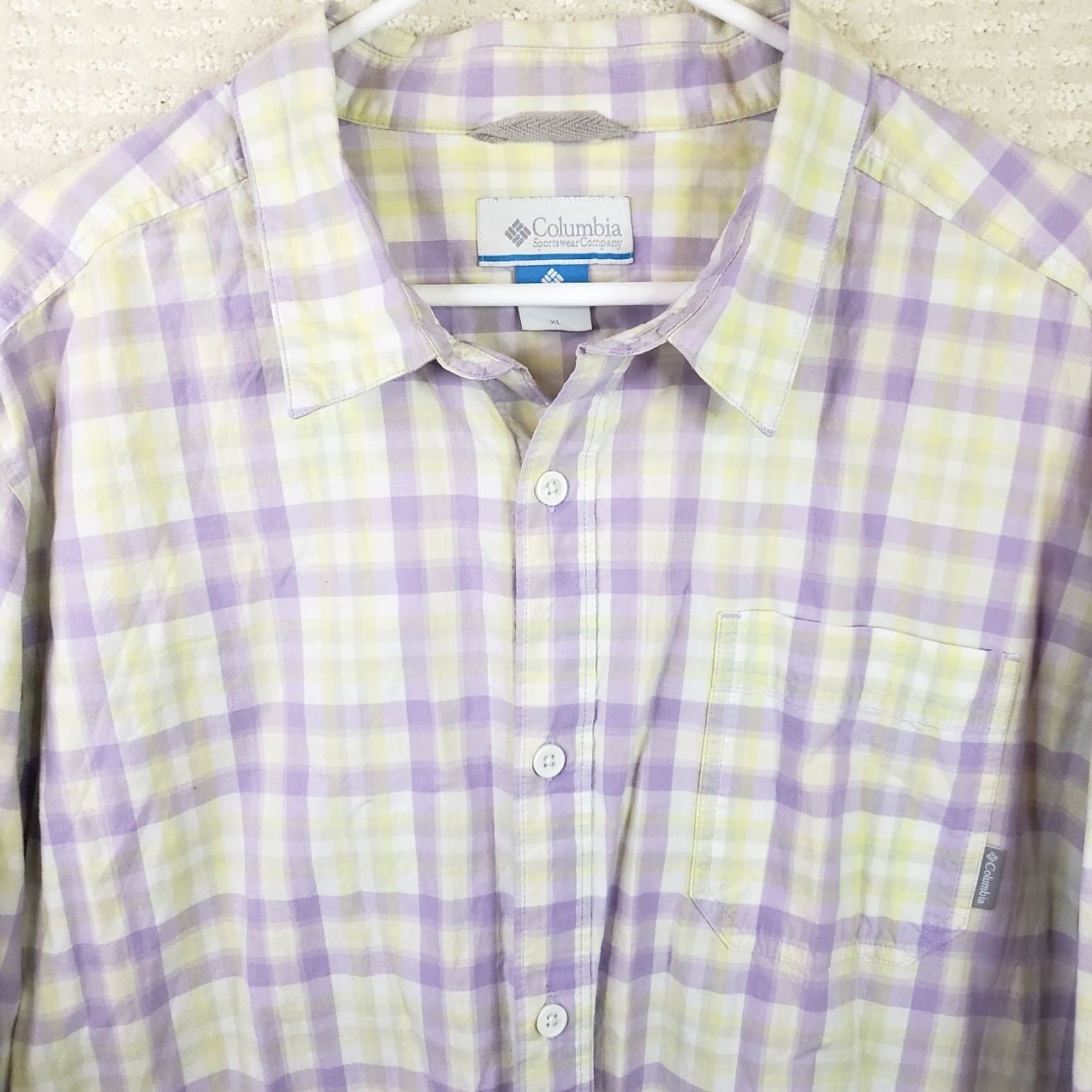 Vintage Columbia Shirt Men XL Button-Down Long Sleeve Plaid Twill Cotton Purple Lavender Mint Green Casual / Business / Travel Size US XL / EU 56 / 4 - 3 Thumbnail