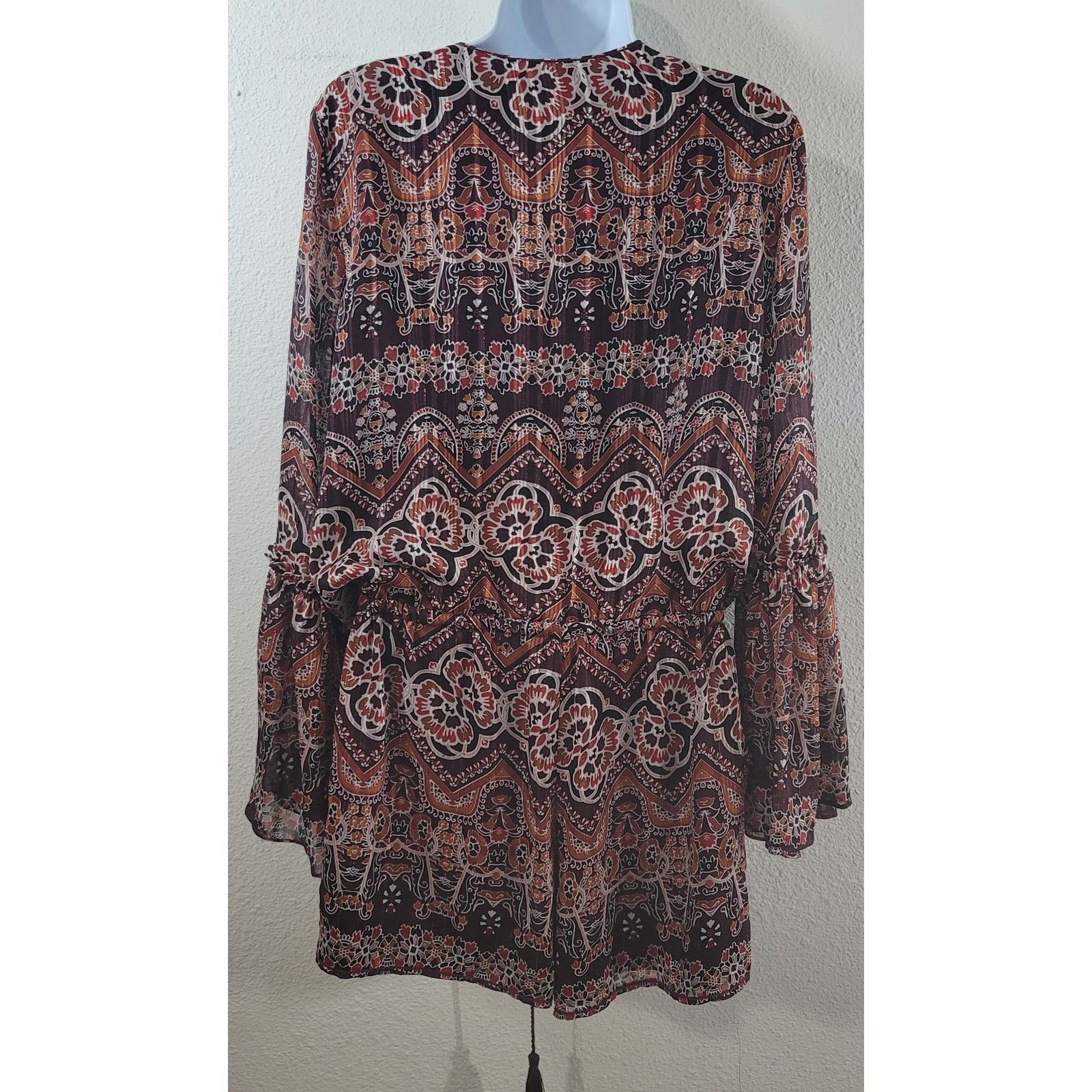 Other Chelesa Violet Burgundy Floral Print Romper Small Size 26" / US 2 / IT 38 - 3 Thumbnail