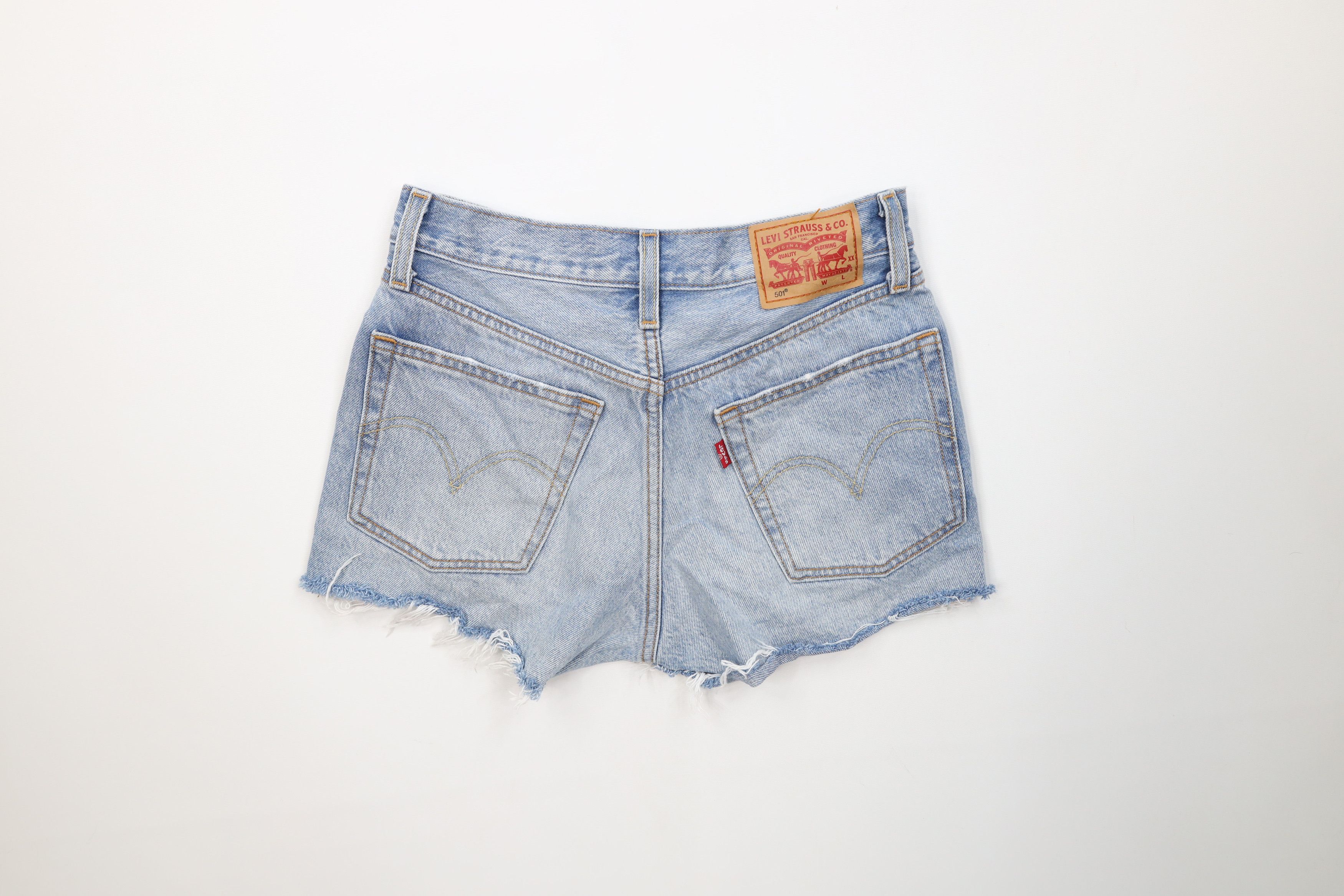 Levi's Vintage Y2K Levis 501xx Fly Flower Cut Off Denim Jean Shorts Size 24" / US 00 / IT 34 - 9 Thumbnail